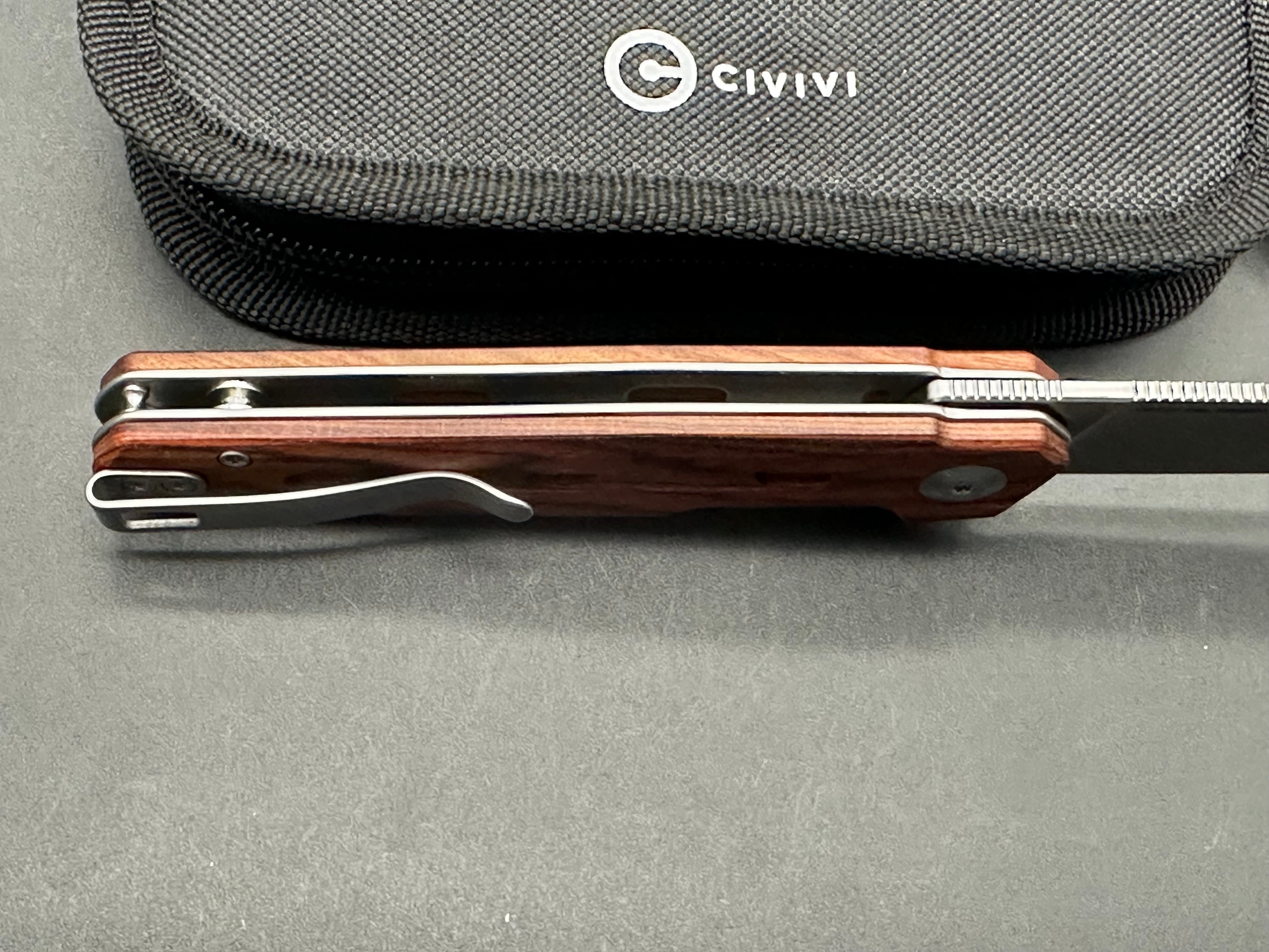 CIVIVI NAVO GUIBOURTIA WOOD HANDLE NITRO-V PLAIN EDGE SATIN