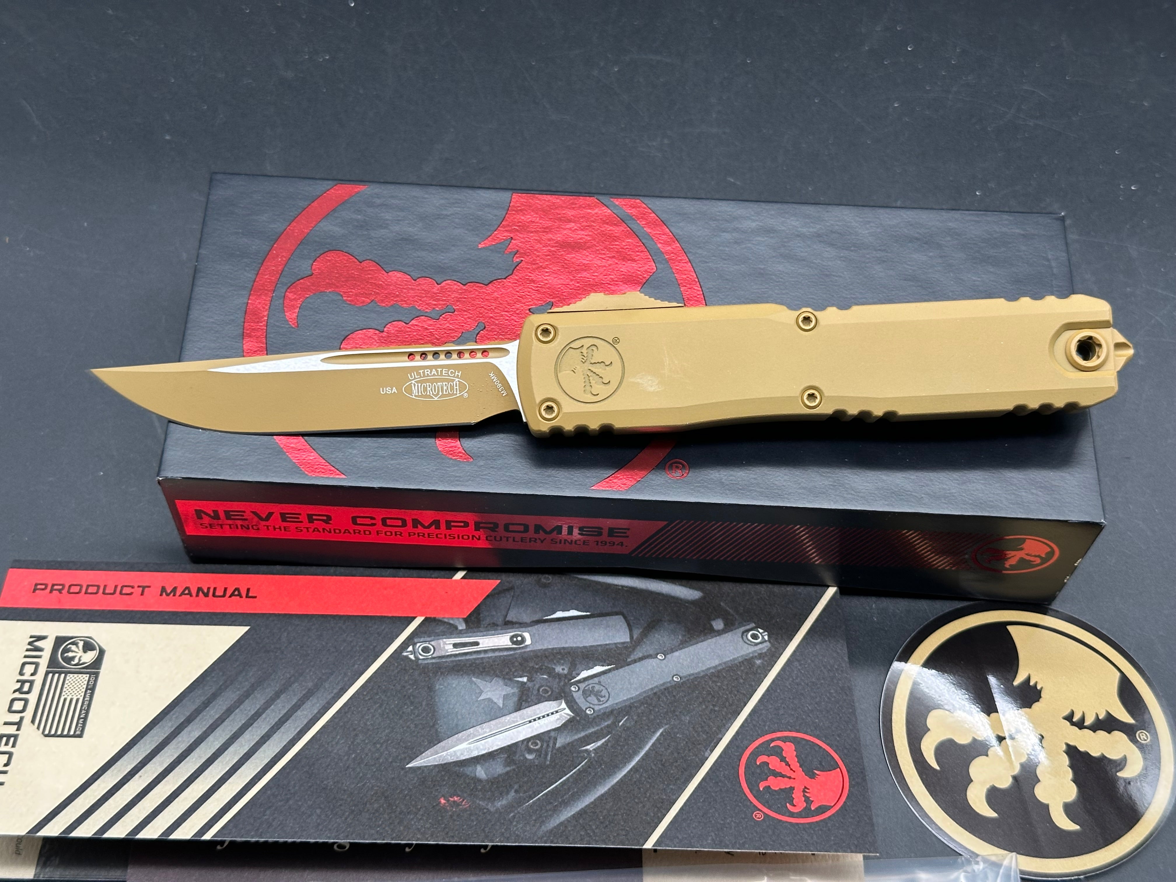 MICROTECH (Zero Blade Play) ULTRATECH ZBP OTF AUTOMATIC KNIFE CERAKOTE TAN