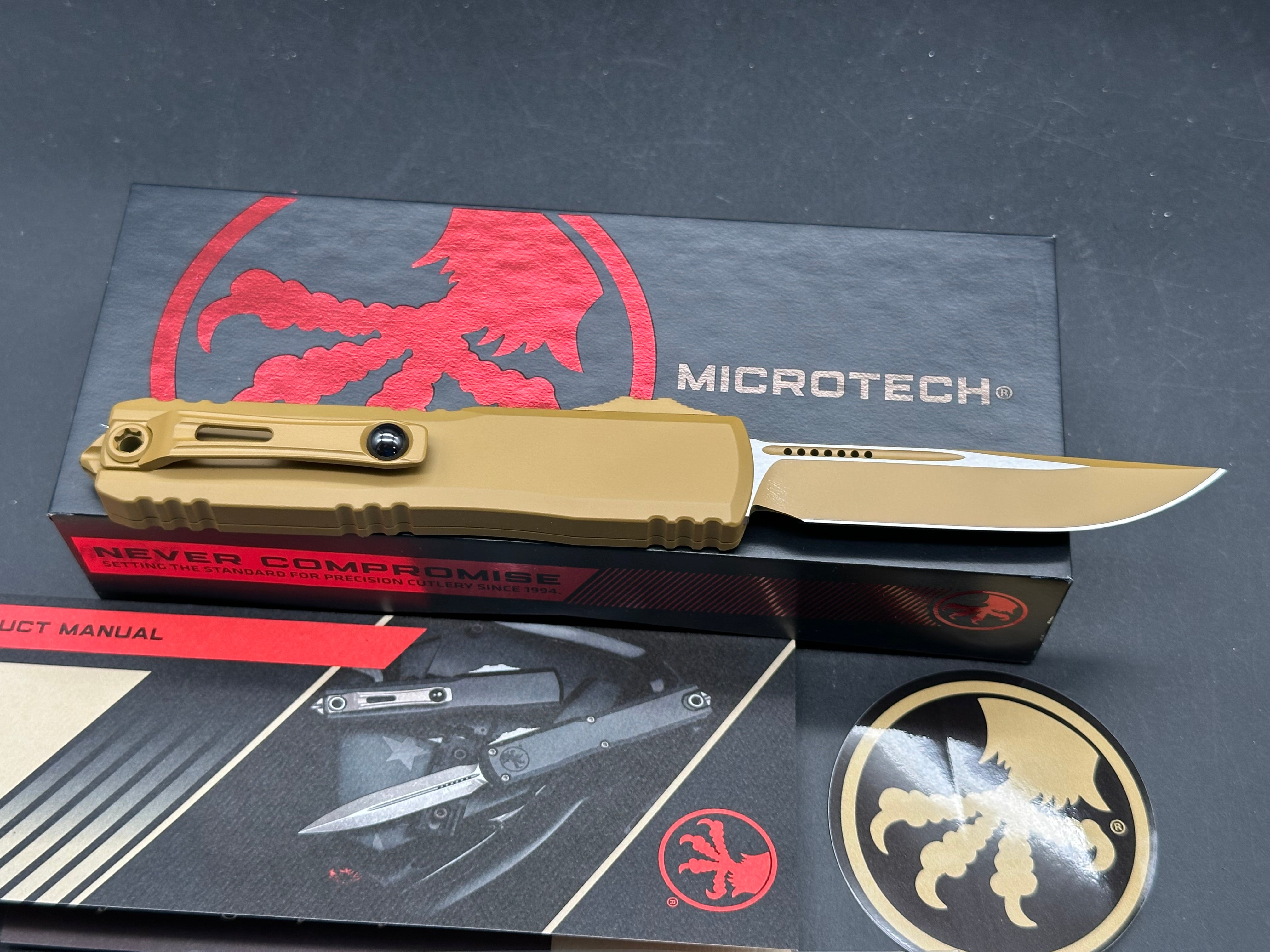 MICROTECH (Zero Blade Play) ULTRATECH ZBP OTF AUTOMATIC KNIFE CERAKOTE TAN