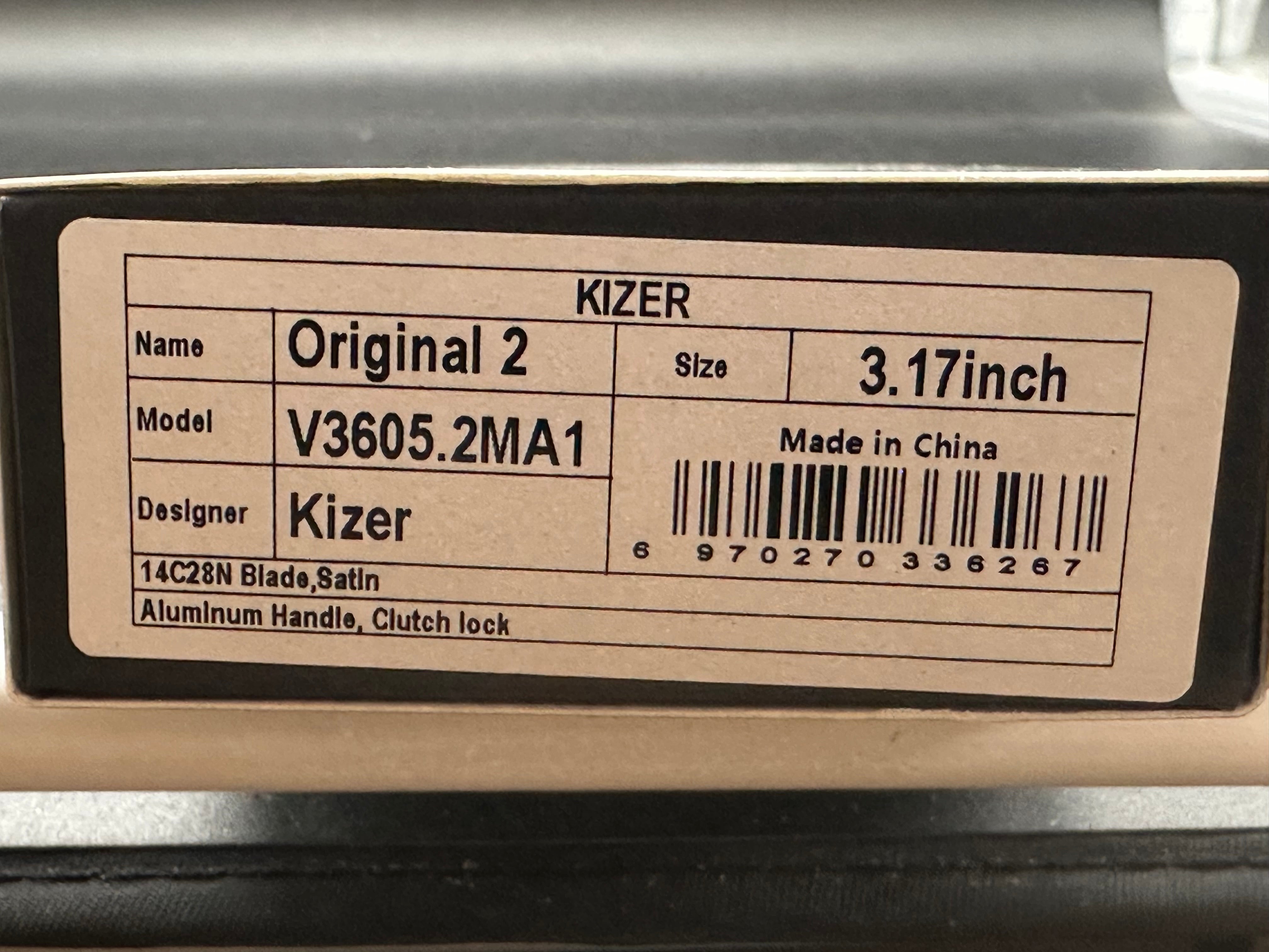 KIZER ORIGINAL 2 GRAY ALUMINUM HANDLE 14C28N MODIFIED DROP POINT PLAIN EDGE SATIN