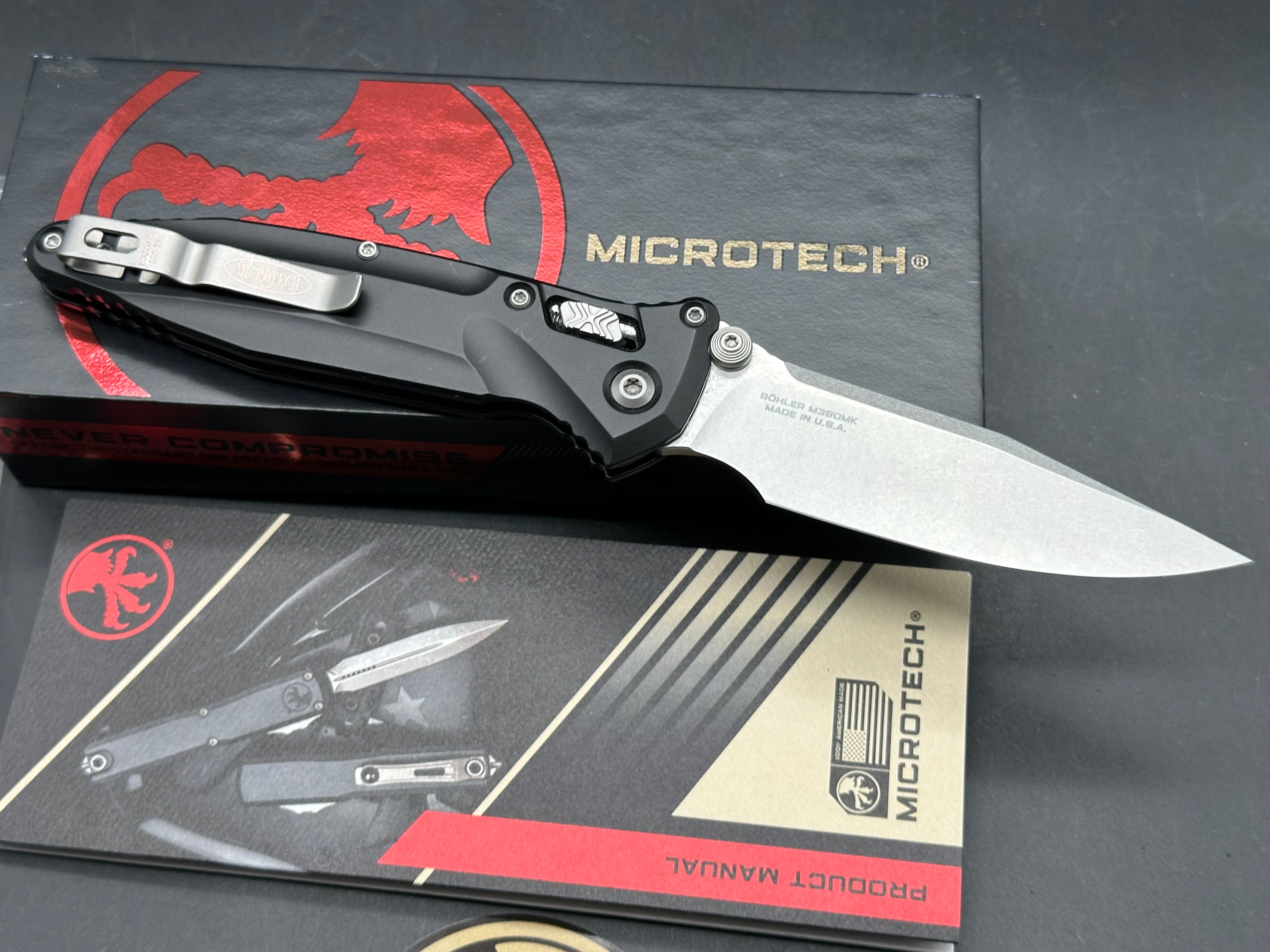 Microtech Socom Delta RAM-LOK S/E Stonewash standard with black Aluminum  handle
