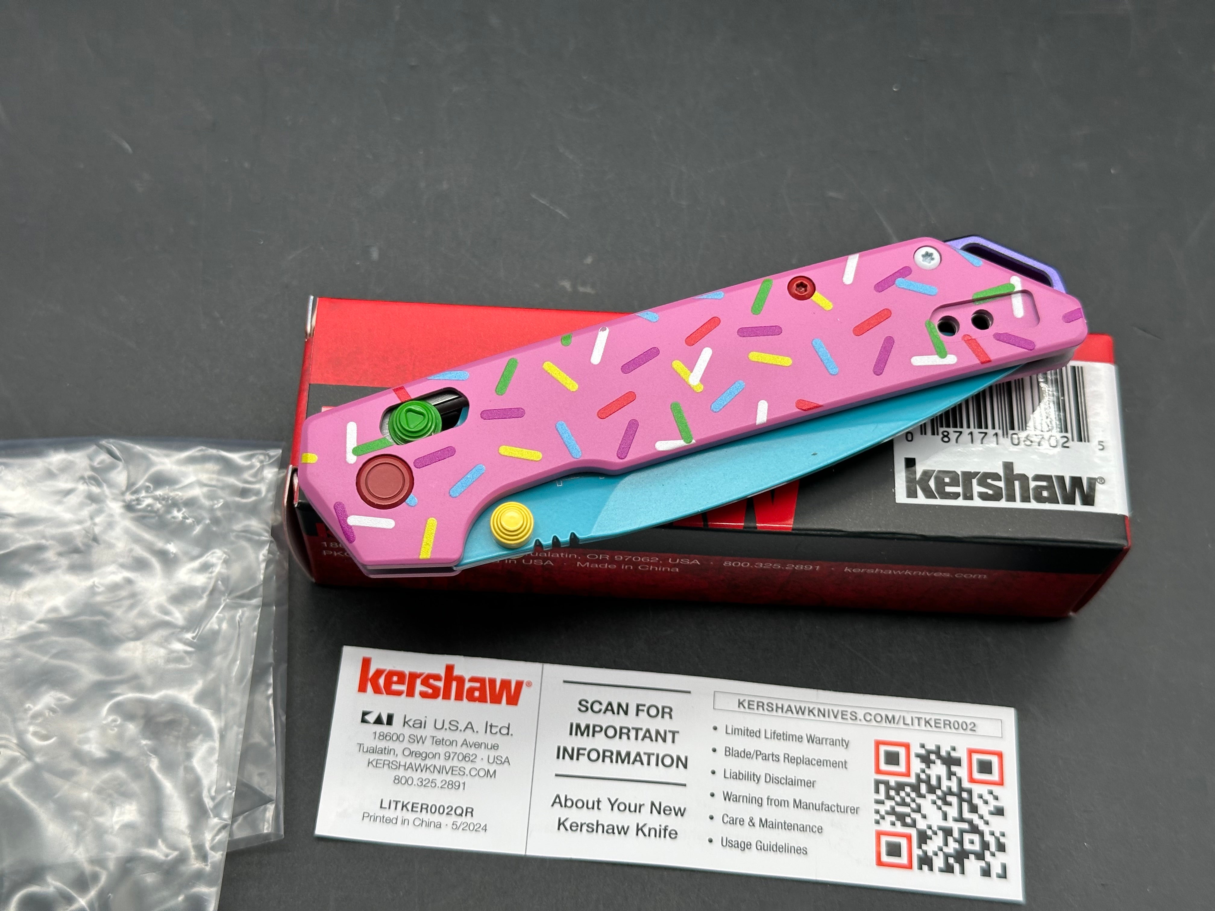 Kershaw Iridium DuraLock Knife Dessert Warrior (3.5" Blue) Donut
