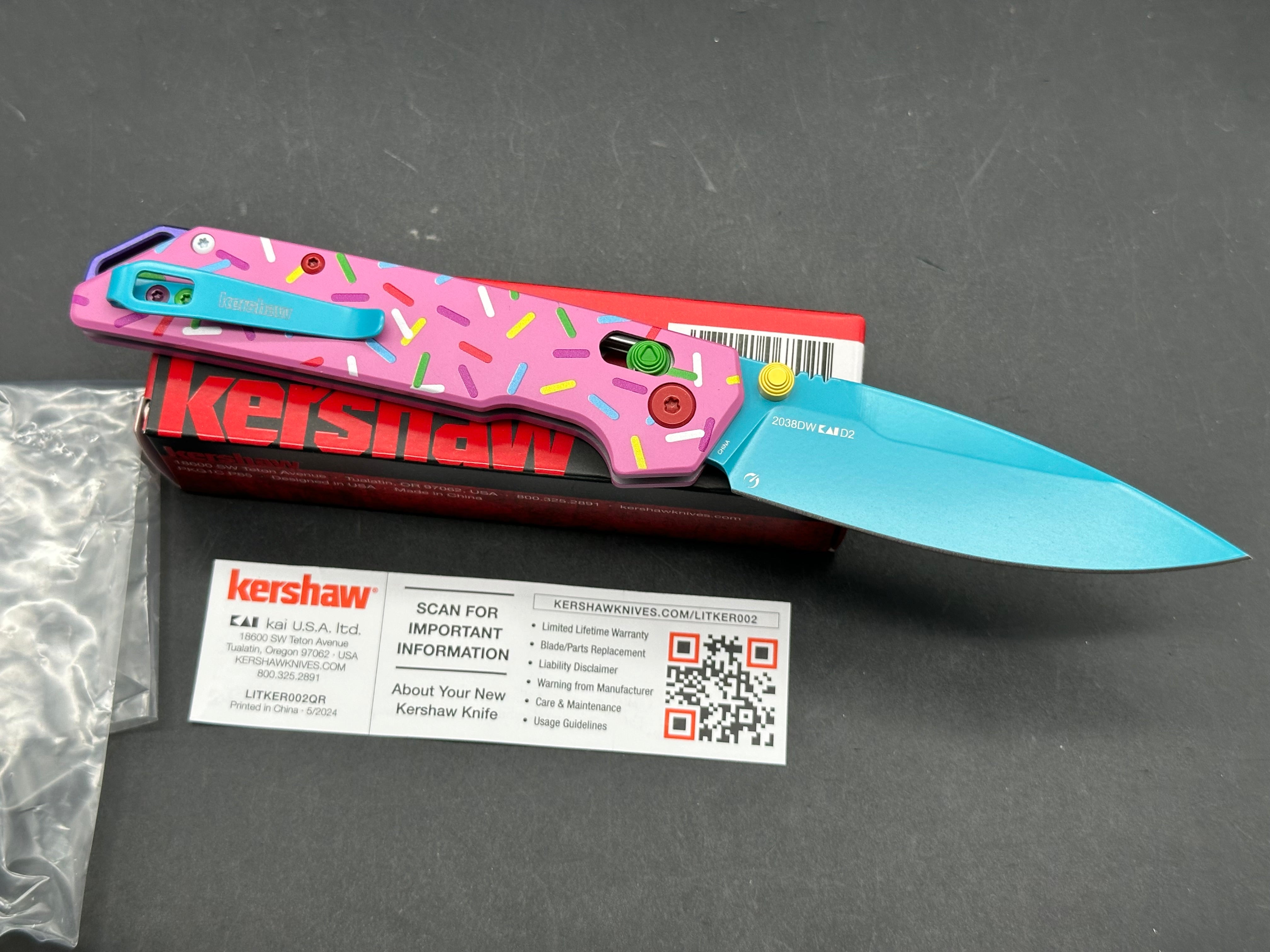 Kershaw Iridium DuraLock Knife Dessert Warrior (3.5" Blue) Donut