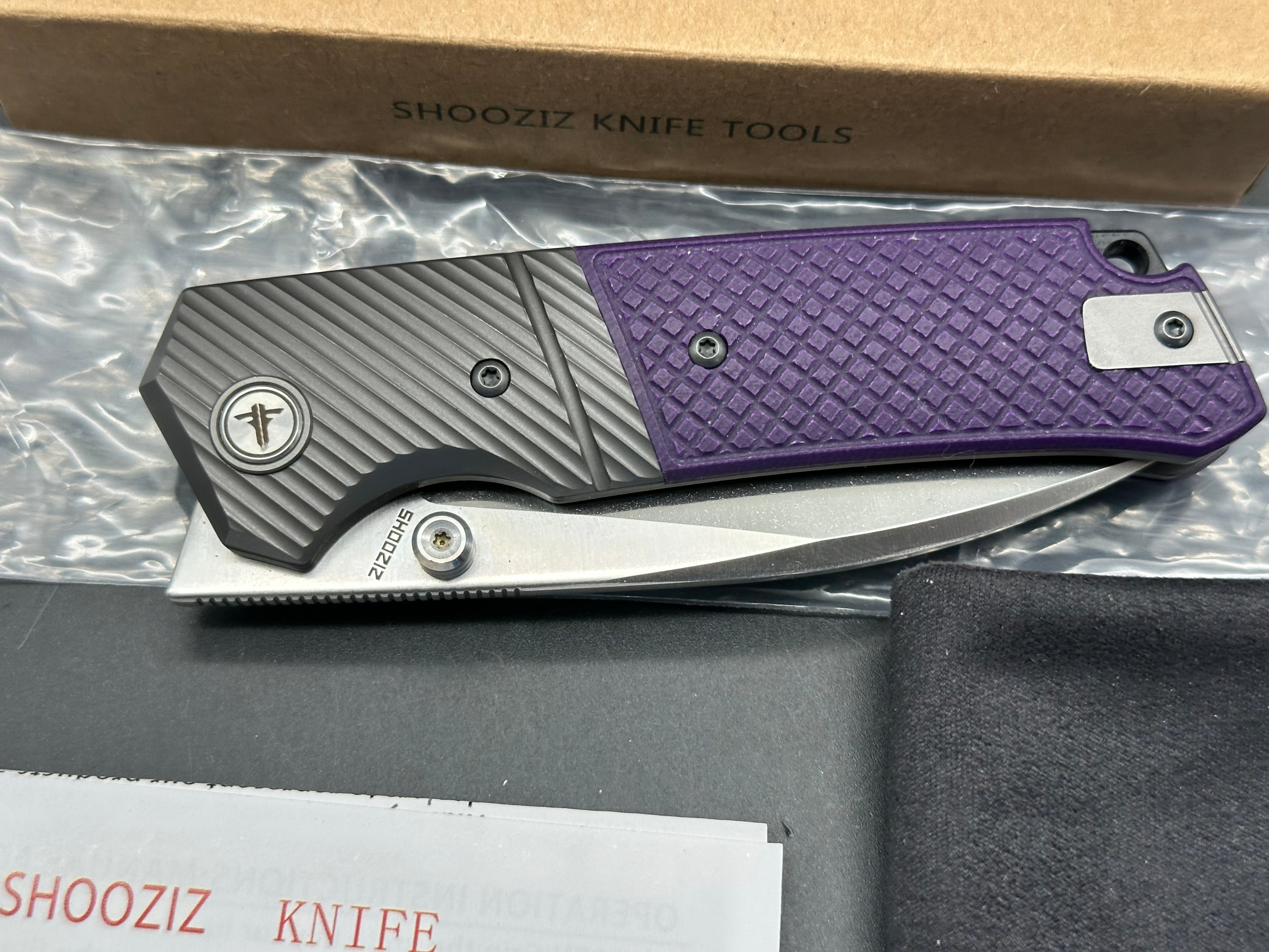 Shooziz XUN 125 folder purple G10 14C28N blade