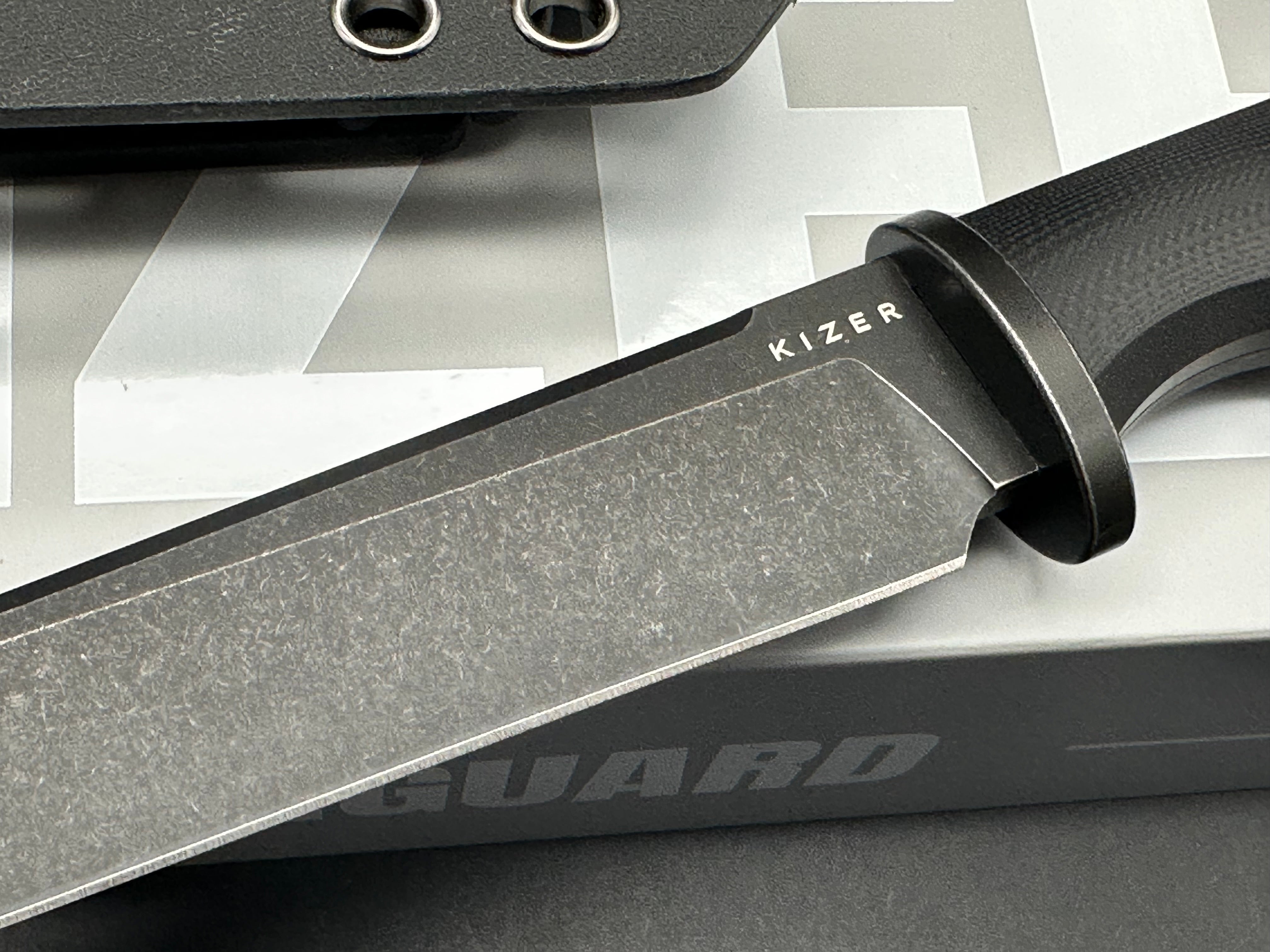 KIZER CAMP 180 BLACK G10 HANDLE AEB-L DROP POINT PLAIN EDGE BLACK STONEWASH FINISH