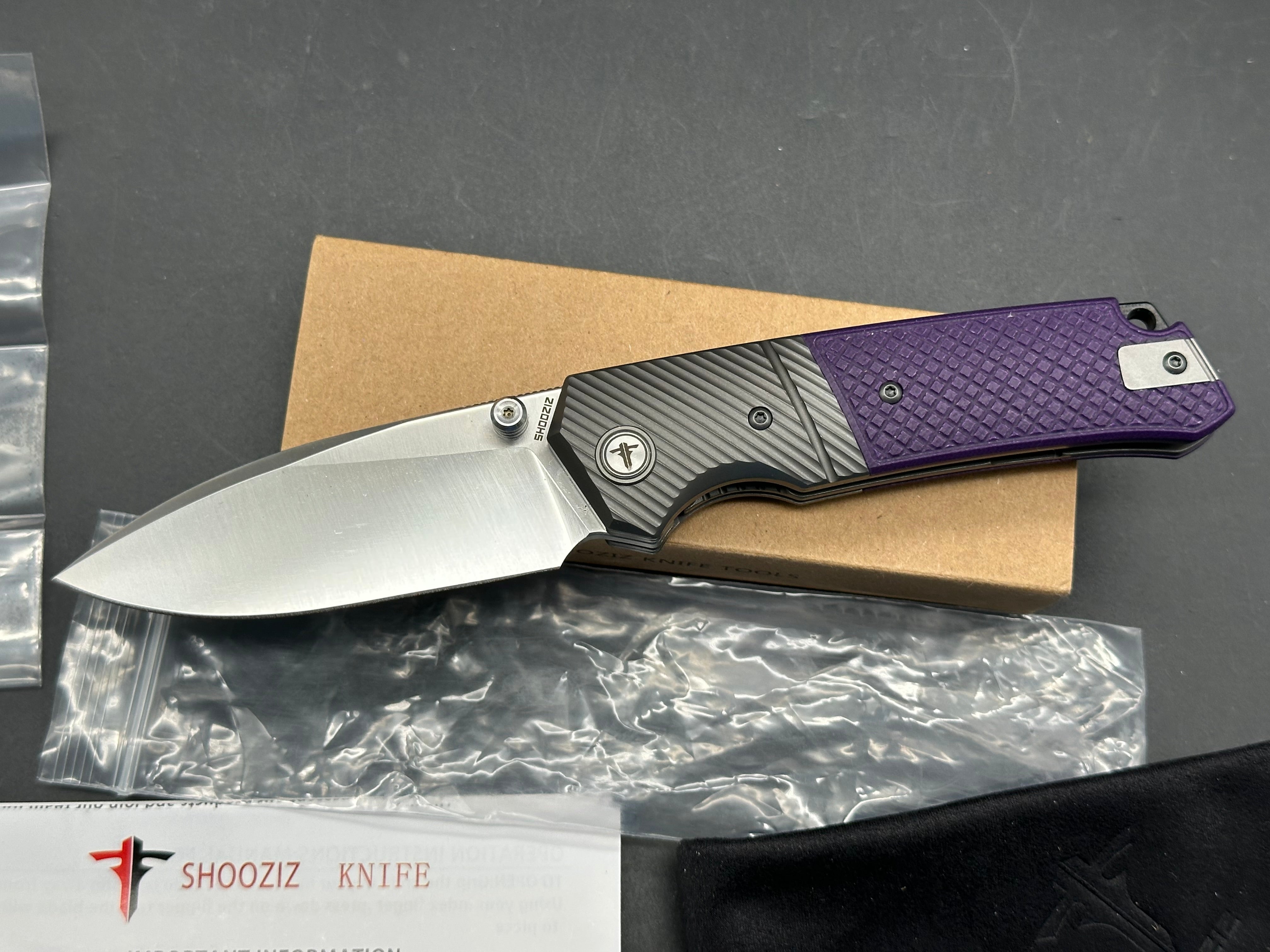 Shooziz XUN 125 folder purple G10 14C28N blade