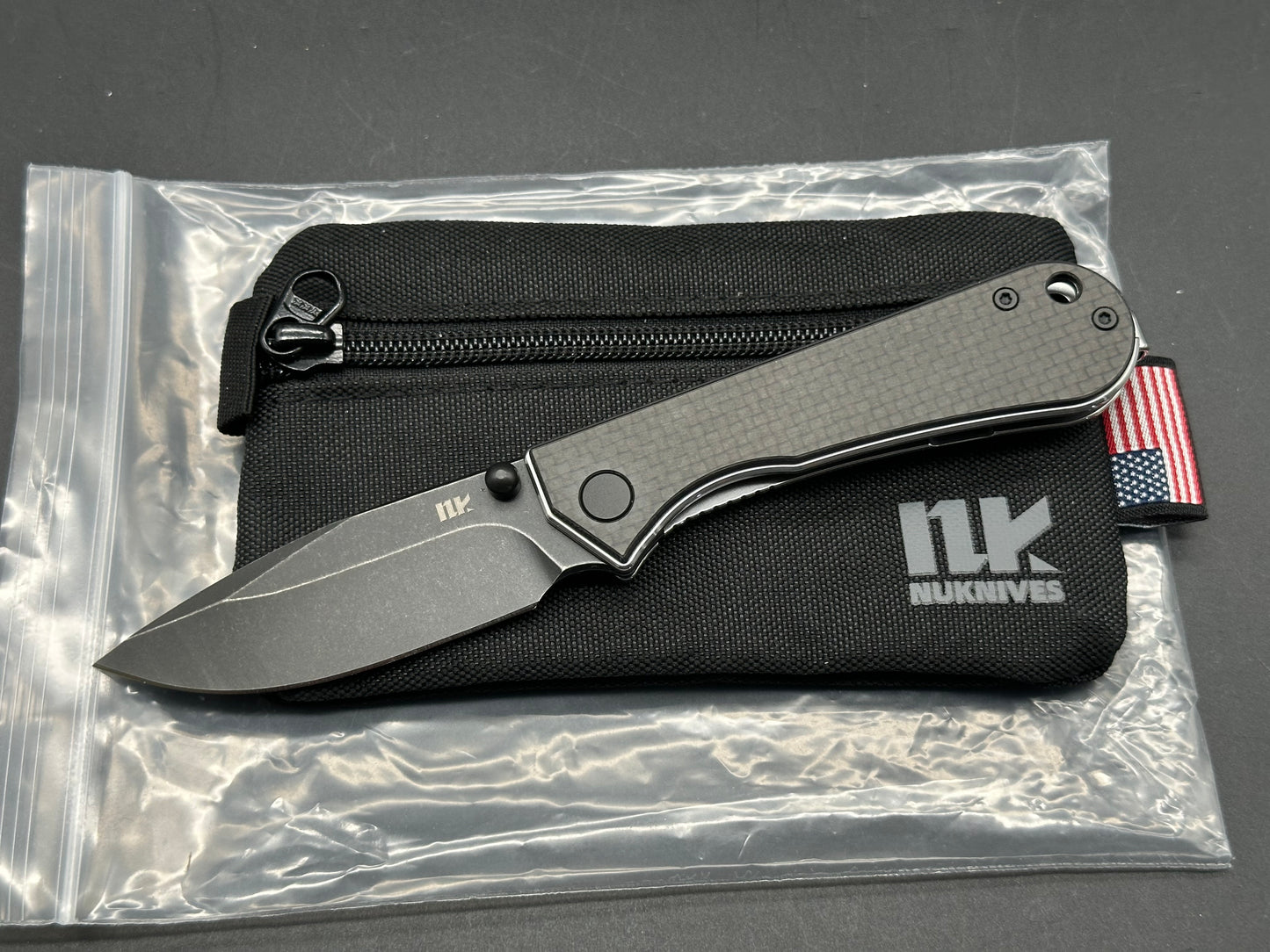 NUKNIVES S13 Pro 3 inch blade of D2 Carbon Fiber scales