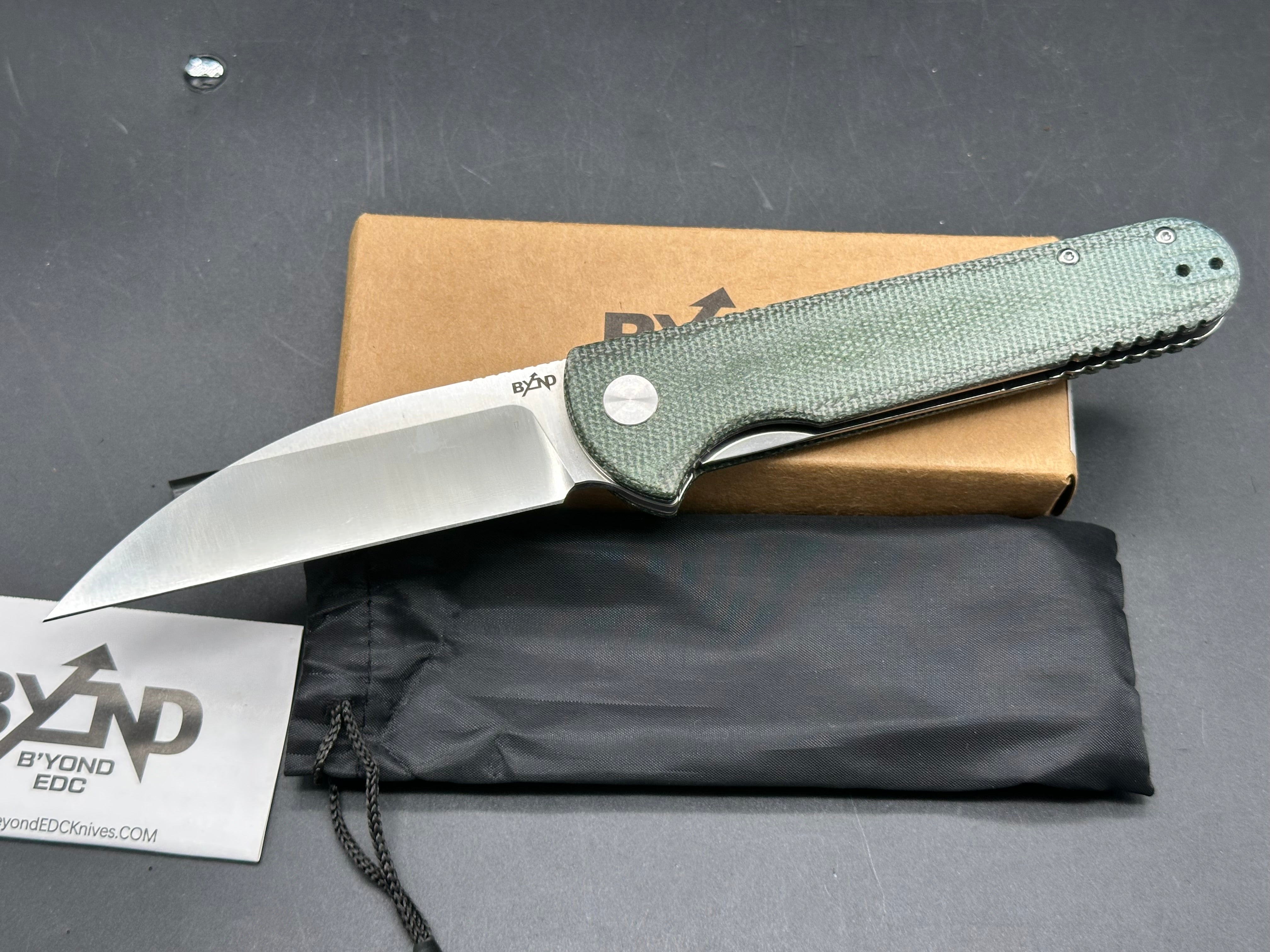 Beyond EDC - Slim 14C28N Green Micarta