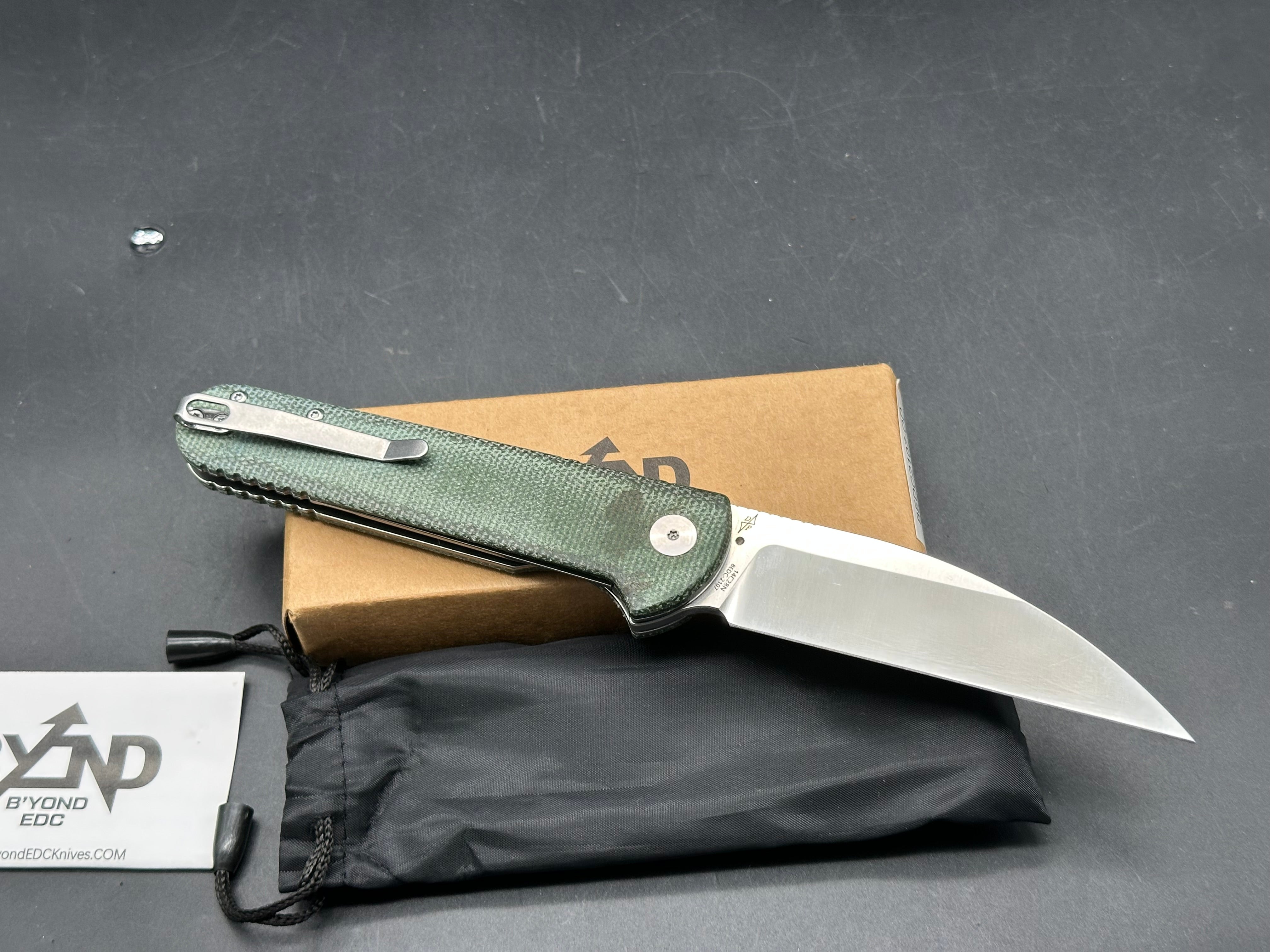 Beyond EDC - Slim 14C28N Green Micarta