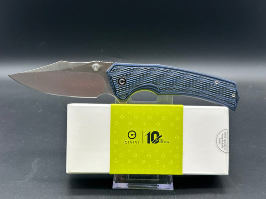 CIVIVI VEXILLUM FOLDING KNIFE BLUE/BLACK LAYERED G10 HANDLE NITRO-V CLIP POINT PLAIN EDGE