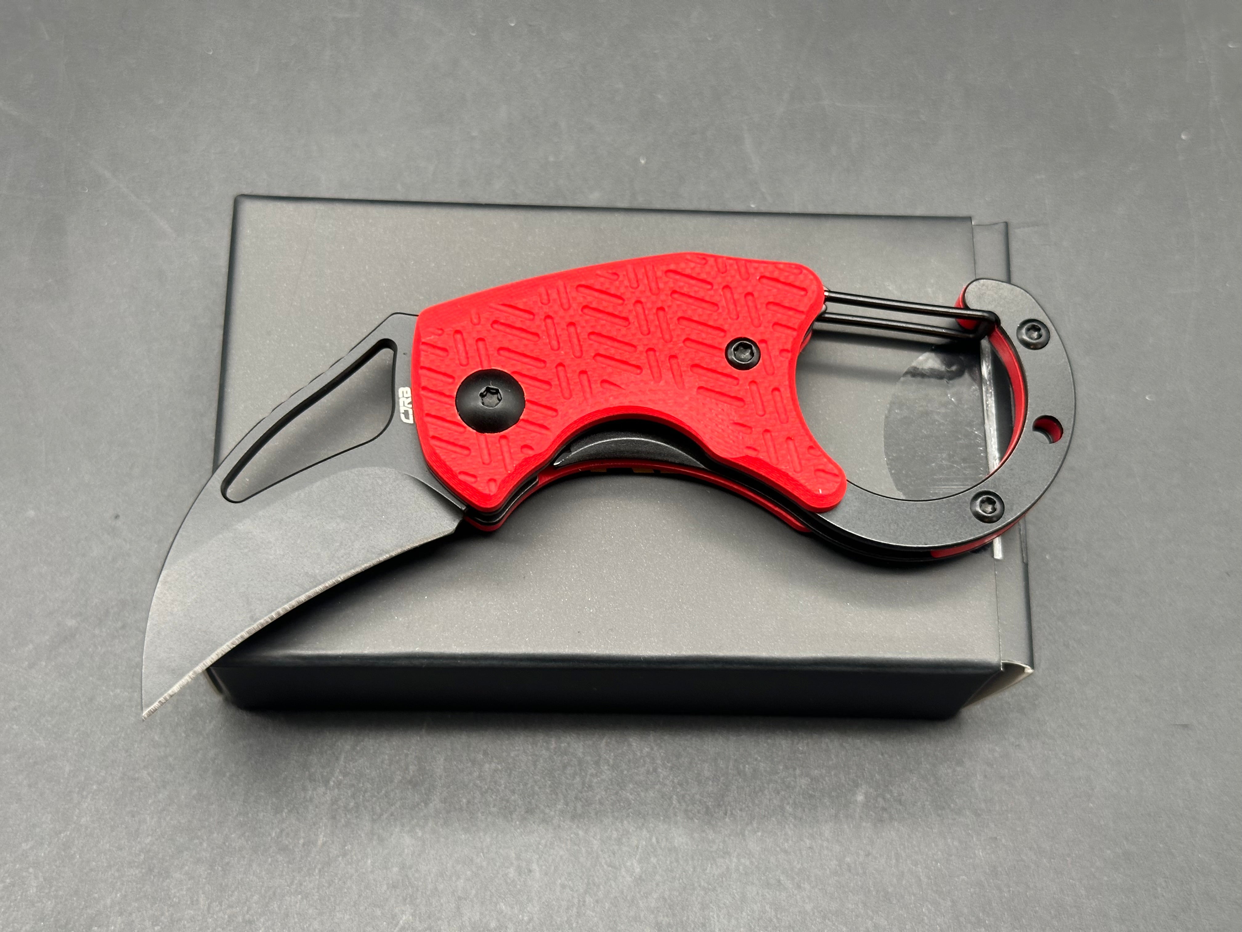CJRB ANANSI BLACK AR-RPM9 STEEL BLADE RED G10 HANDLE FOLDING KNIFE