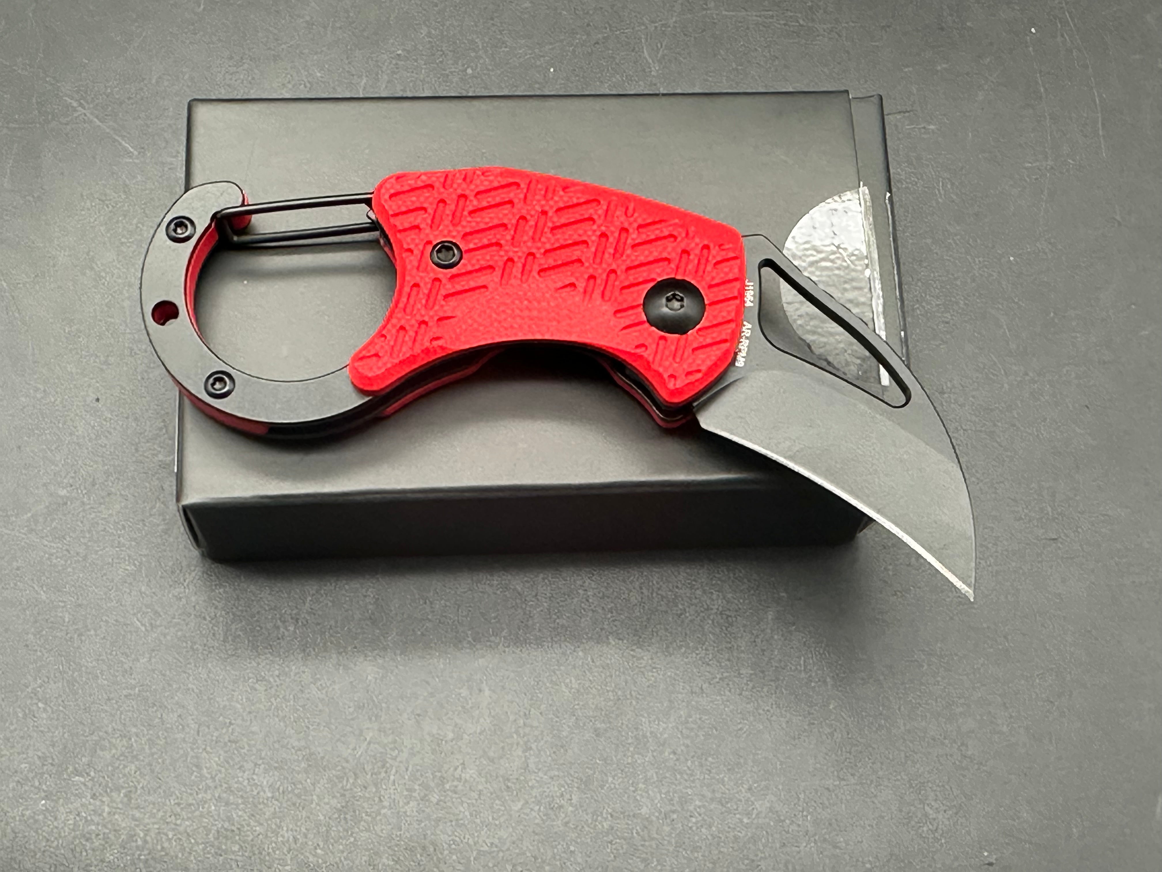 CJRB ANANSI BLACK AR-RPM9 STEEL BLADE RED G10 HANDLE FOLDING KNIFE