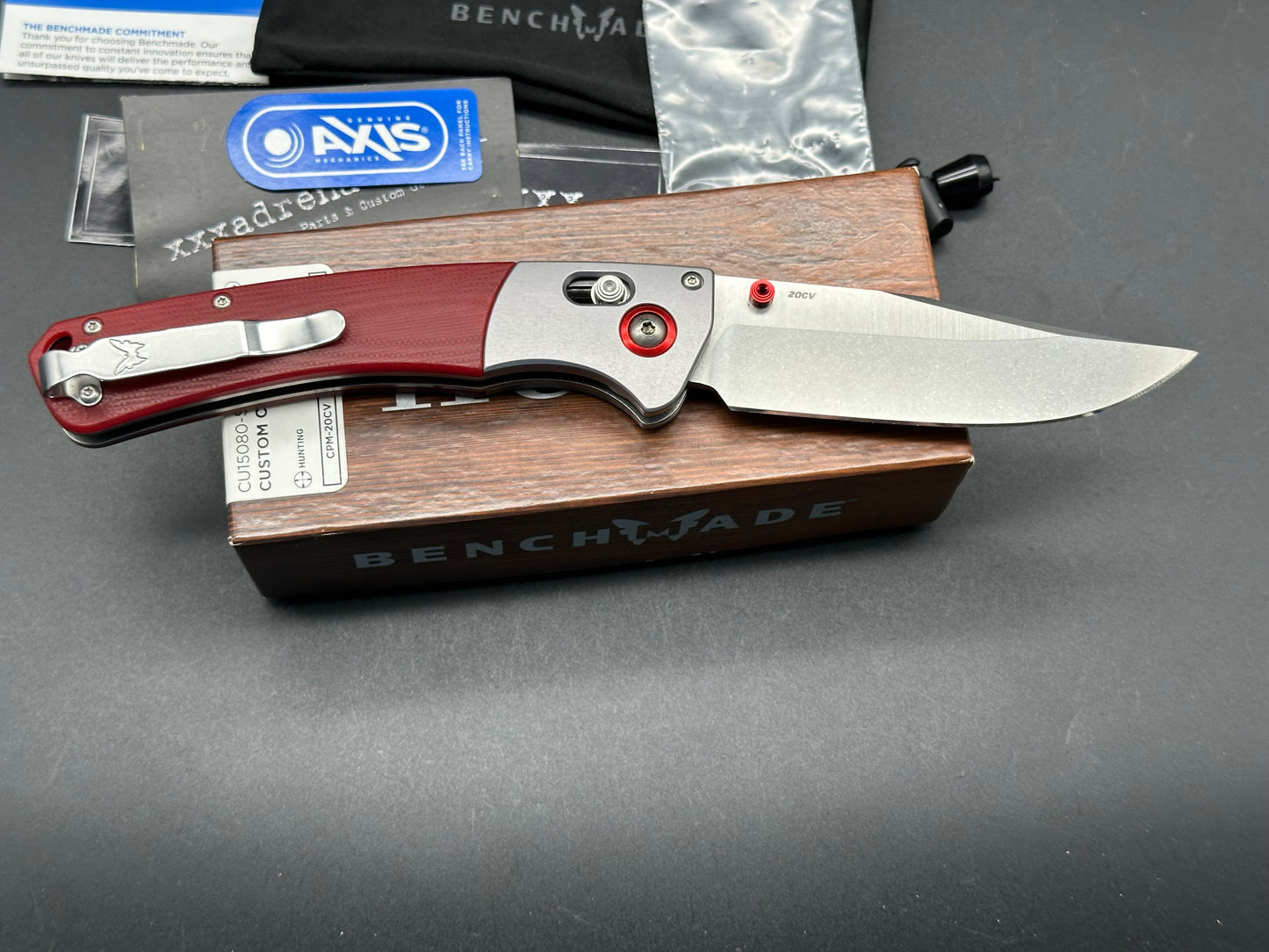 Benchmade Crooked River custom order red G10 & 20CV