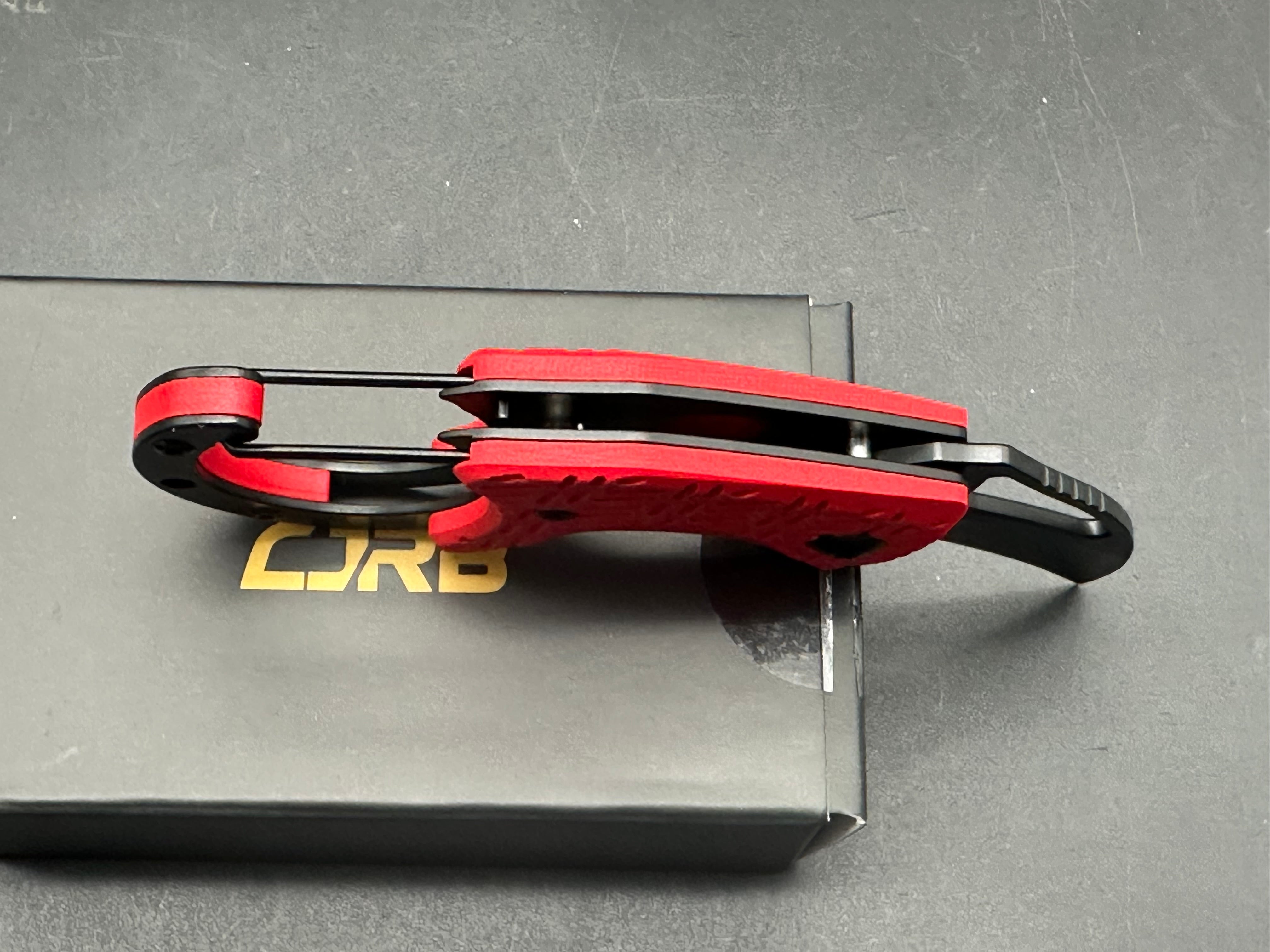 CJRB ANANSI BLACK AR-RPM9 STEEL BLADE RED G10 HANDLE FOLDING KNIFE