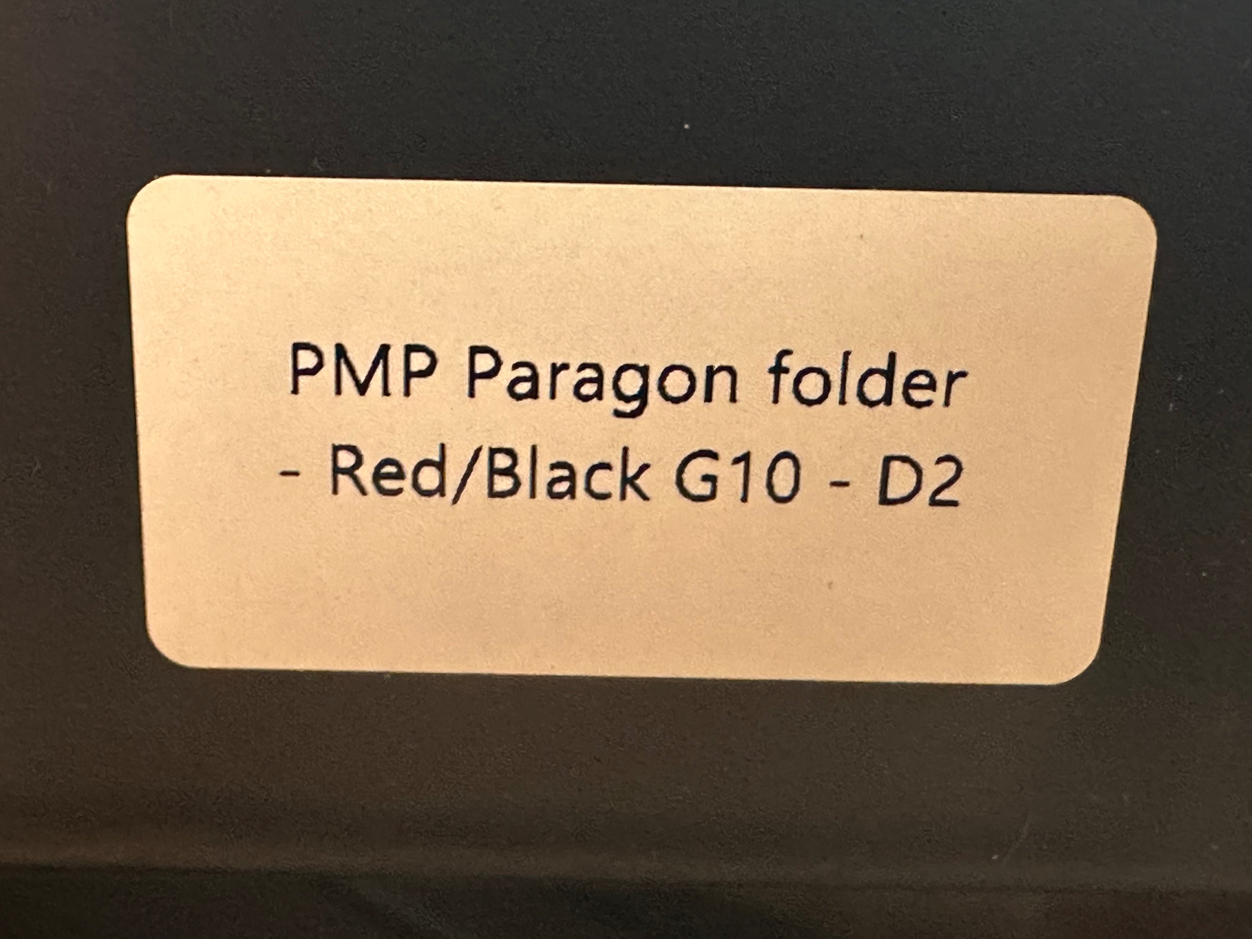 PMP PARAGON RED/BLACK G10 HANDLE STONEWASHED D2 BLADE