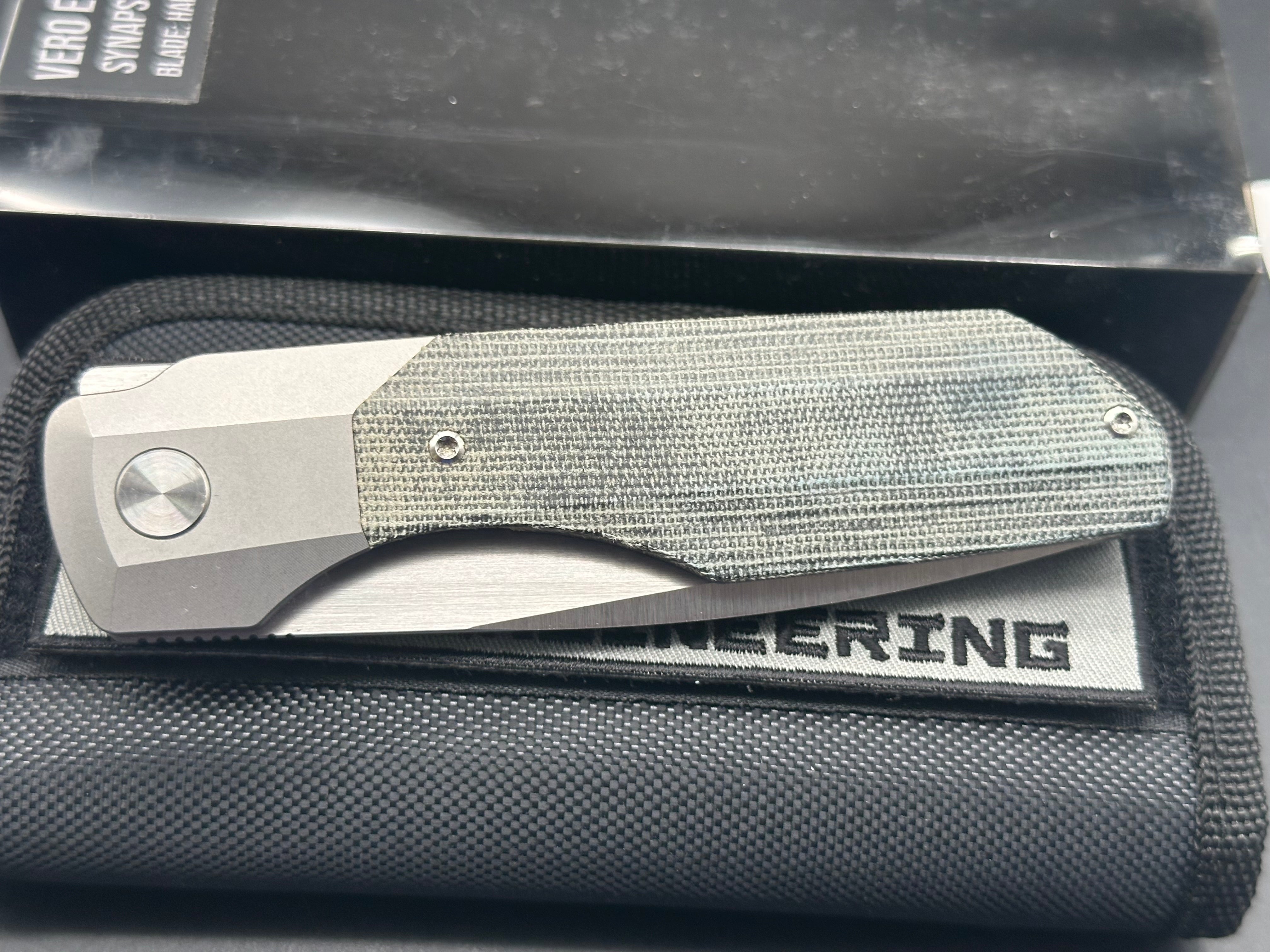 Vero Engineering #1166 Synapse XL Micarta/titanium timascus clip and spacer