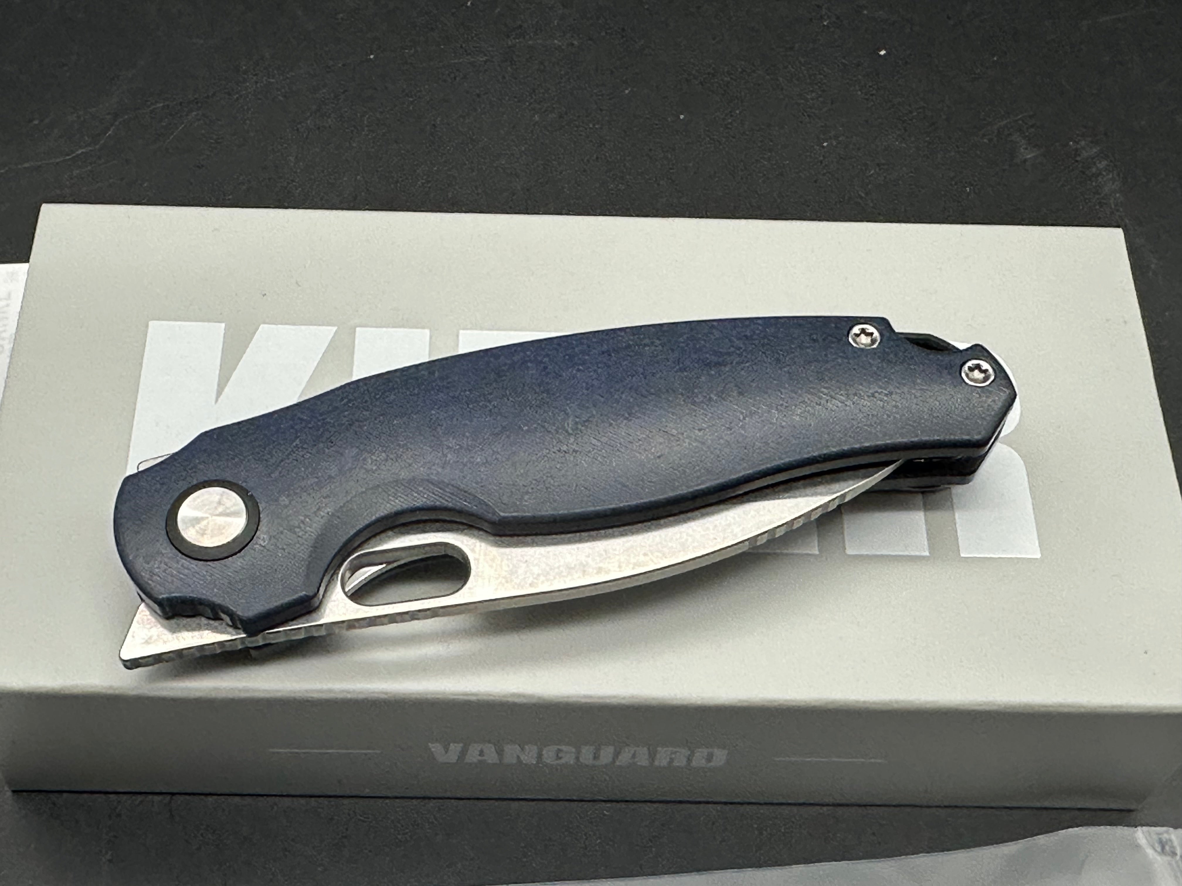 KIZER SEAGULL BLUE CANYON RICHLITE HANDLE 14C28N DROP POINT STONEWASH FINISH
