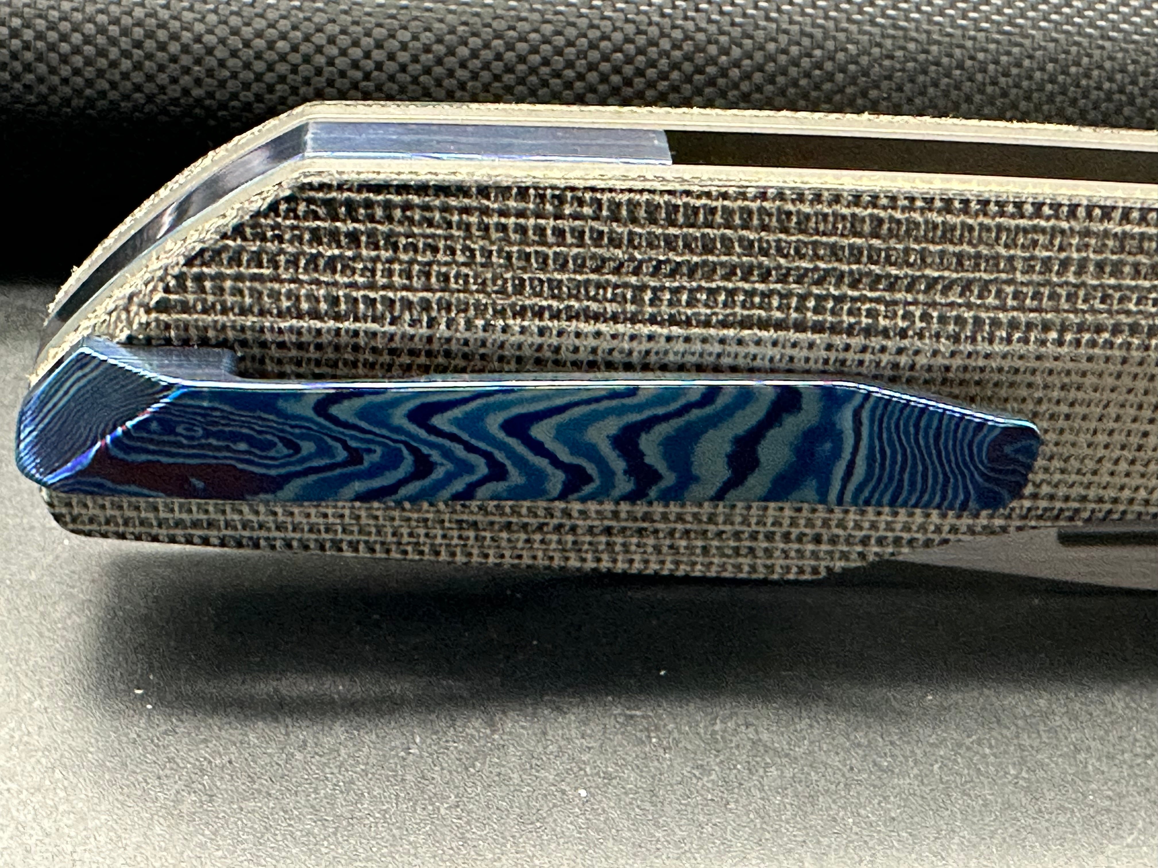 Vero Engineering #1166 Synapse XL Micarta/titanium timascus clip and spacer