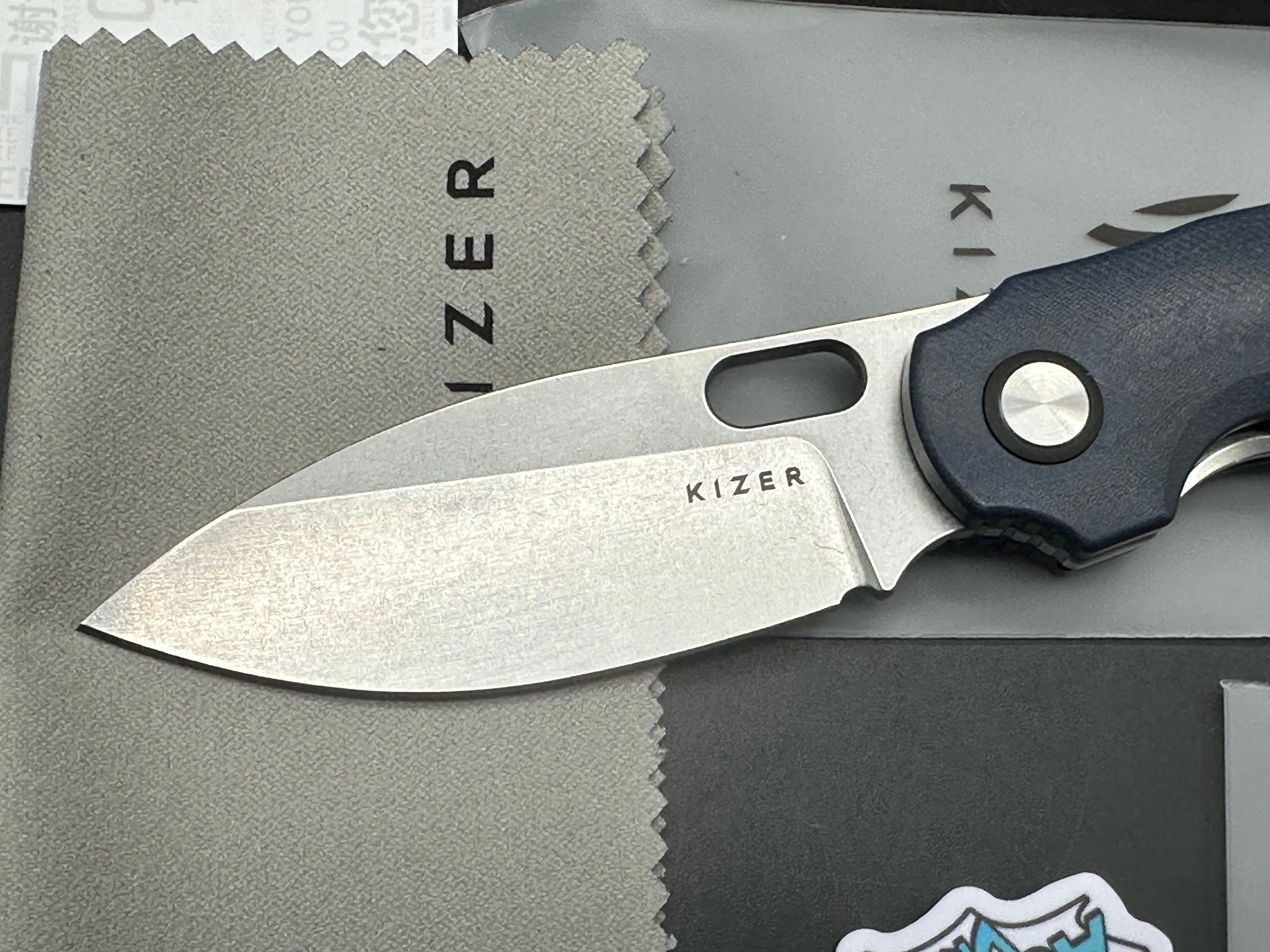 KIZER SEAGULL BLUE CANYON RICHLITE HANDLE 14C28N DROP POINT STONEWASH FINISH