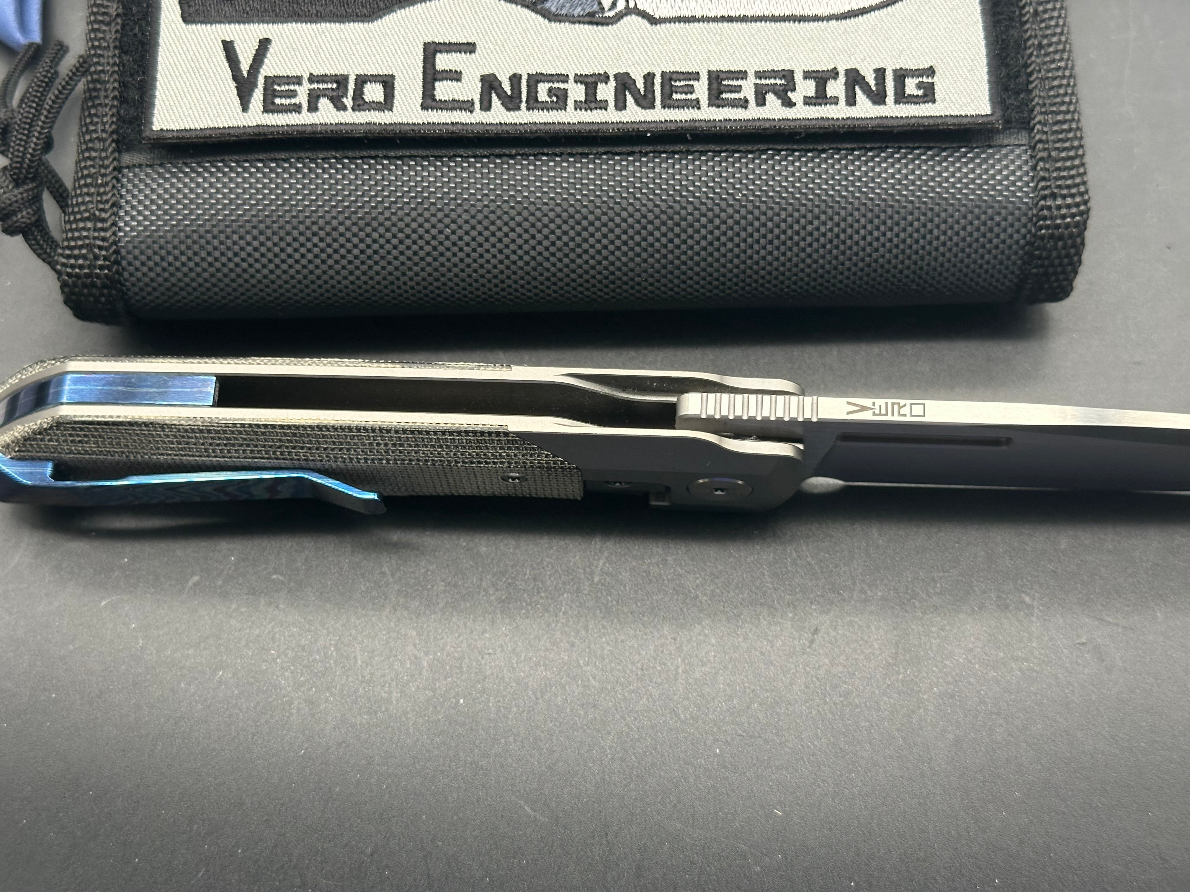 Vero Engineering #1166 Synapse XL Micarta/titanium timascus clip and spacer