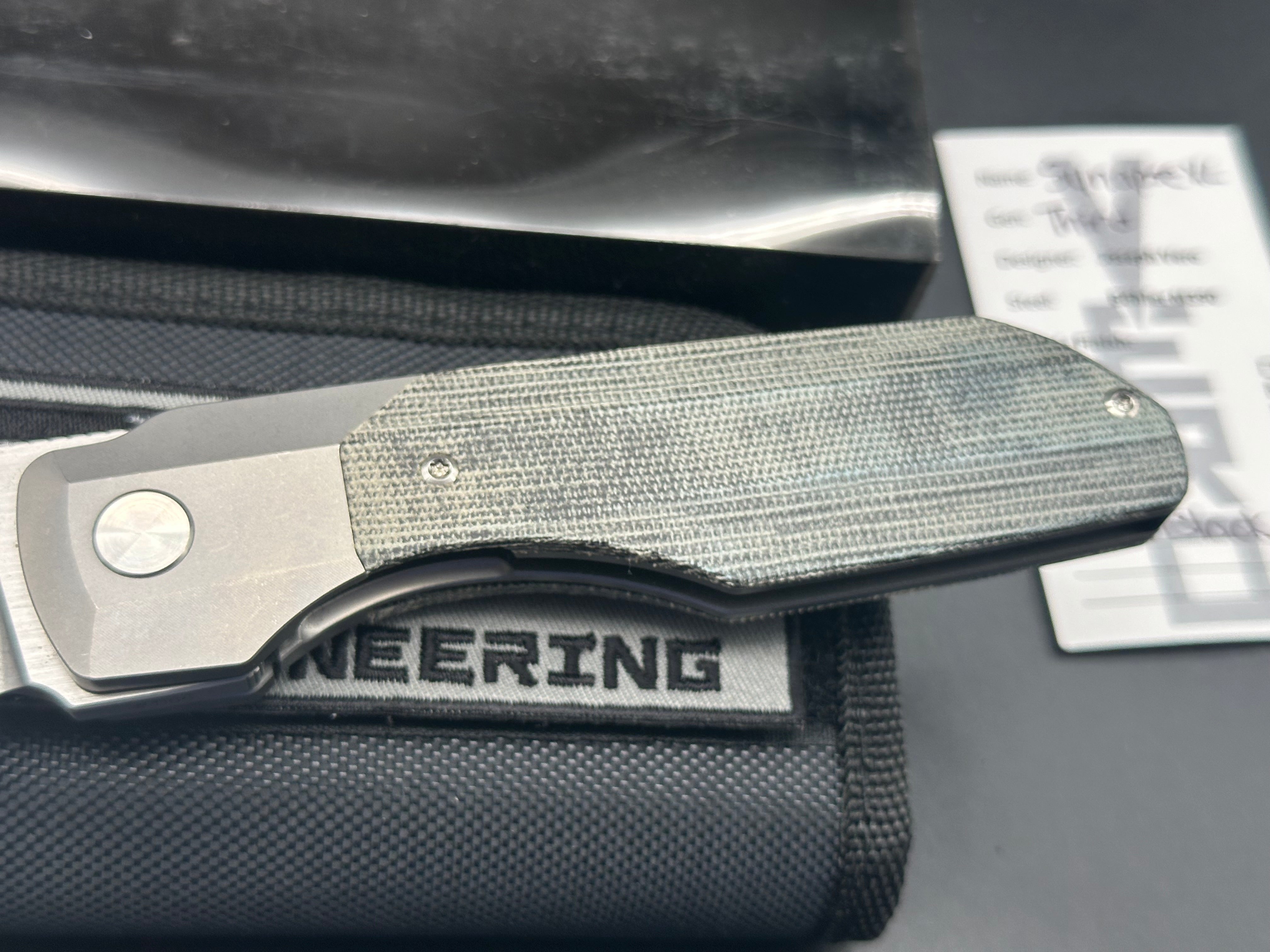 Vero Engineering #1166 Synapse XL Micarta/titanium timascus clip and spacer
