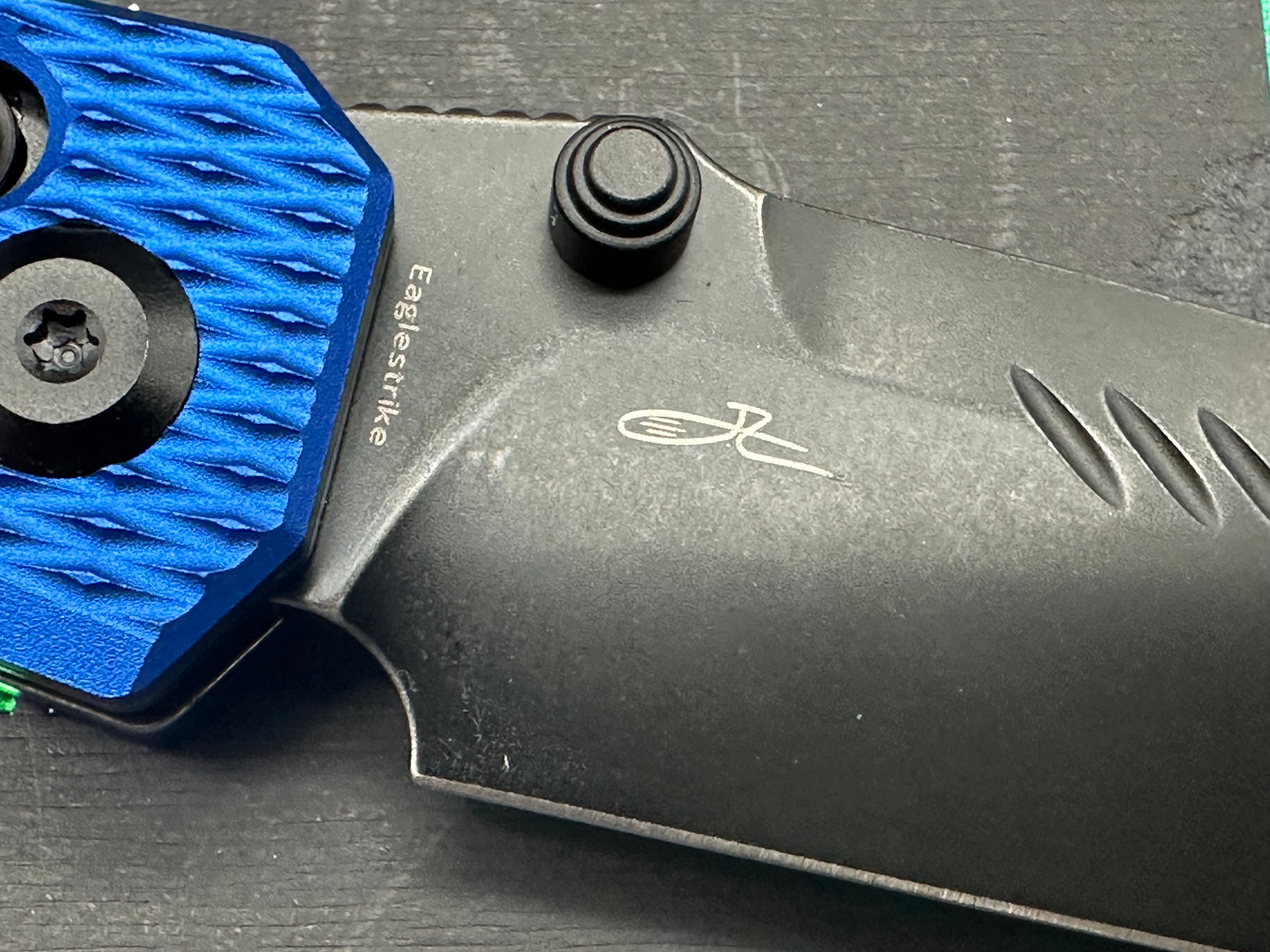 TENABLE EAGLESTRIKE BLUE ALUMINUM HANDLE NITRO-V PLAIN EDGE BLACK STONEWASH FINISH