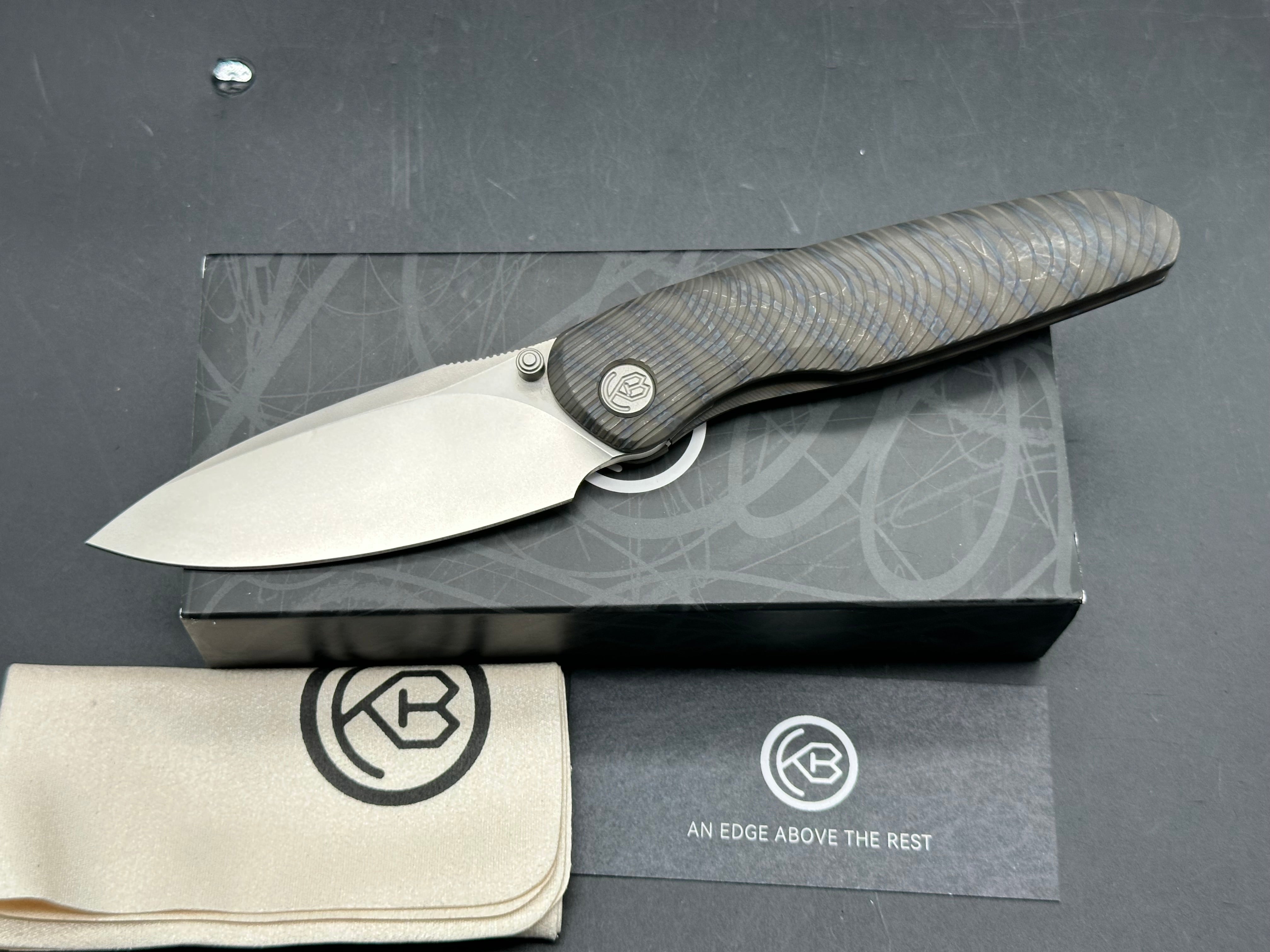 KB Pioneer Folding Knife Flame Titanium w/ Wave Milling Handle 3.35'' Beadblast 20CV Blade