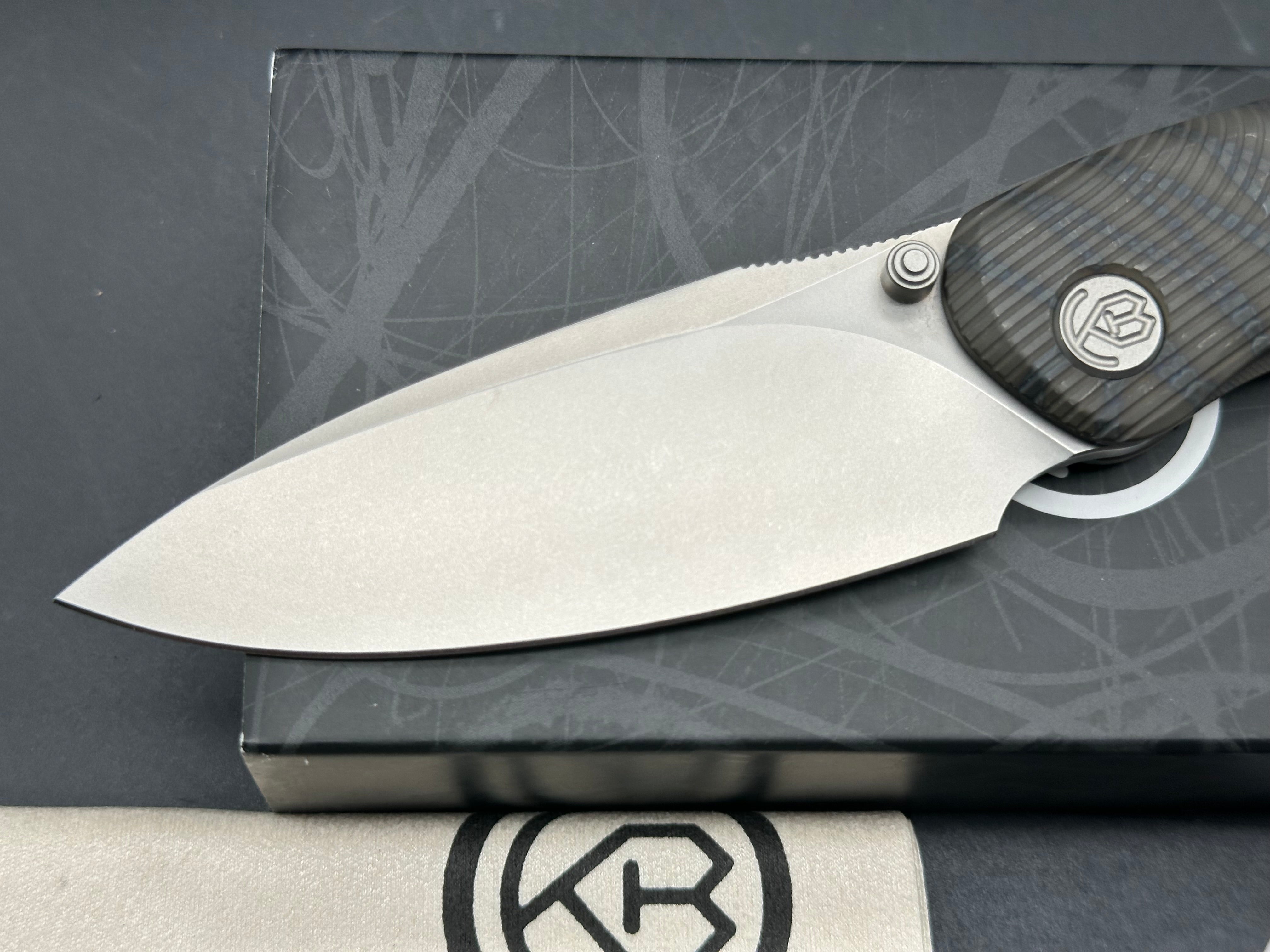 KB Pioneer Folding Knife Flame Titanium w/ Wave Milling Handle 3.35'' Beadblast 20CV Blade