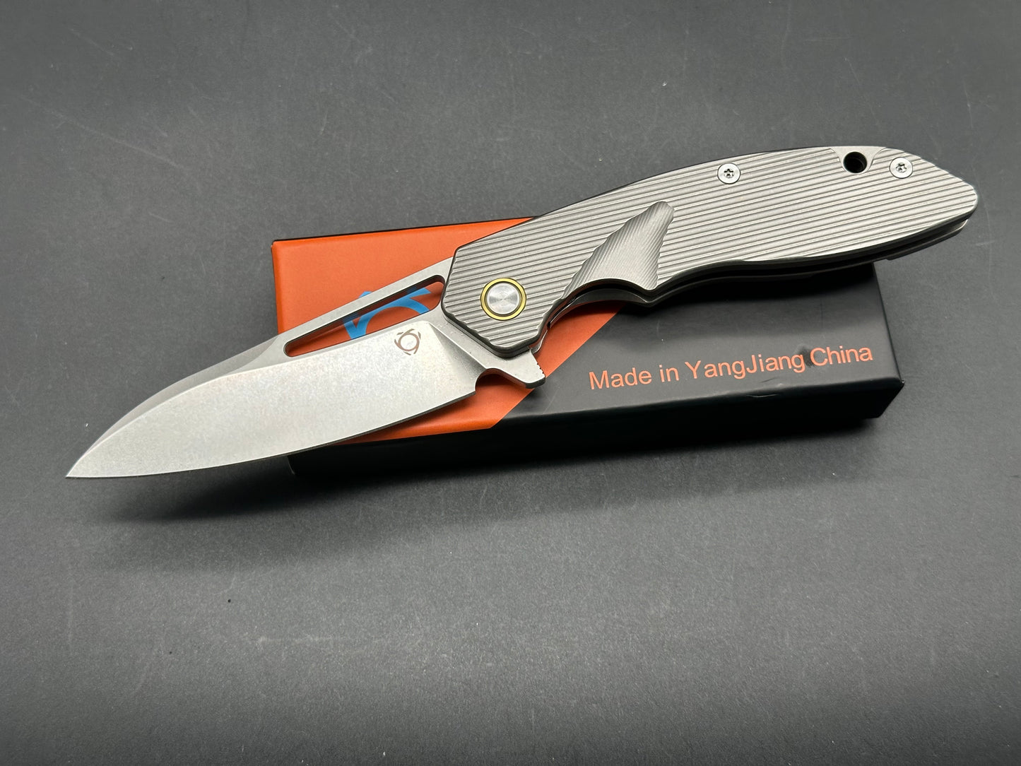 SIXLEAF SL-29B RATTLESNAKE DESIGNS POCKET KNIFE MILLED TITANIUM HANDLE CPM-20CV BLADE STEEL