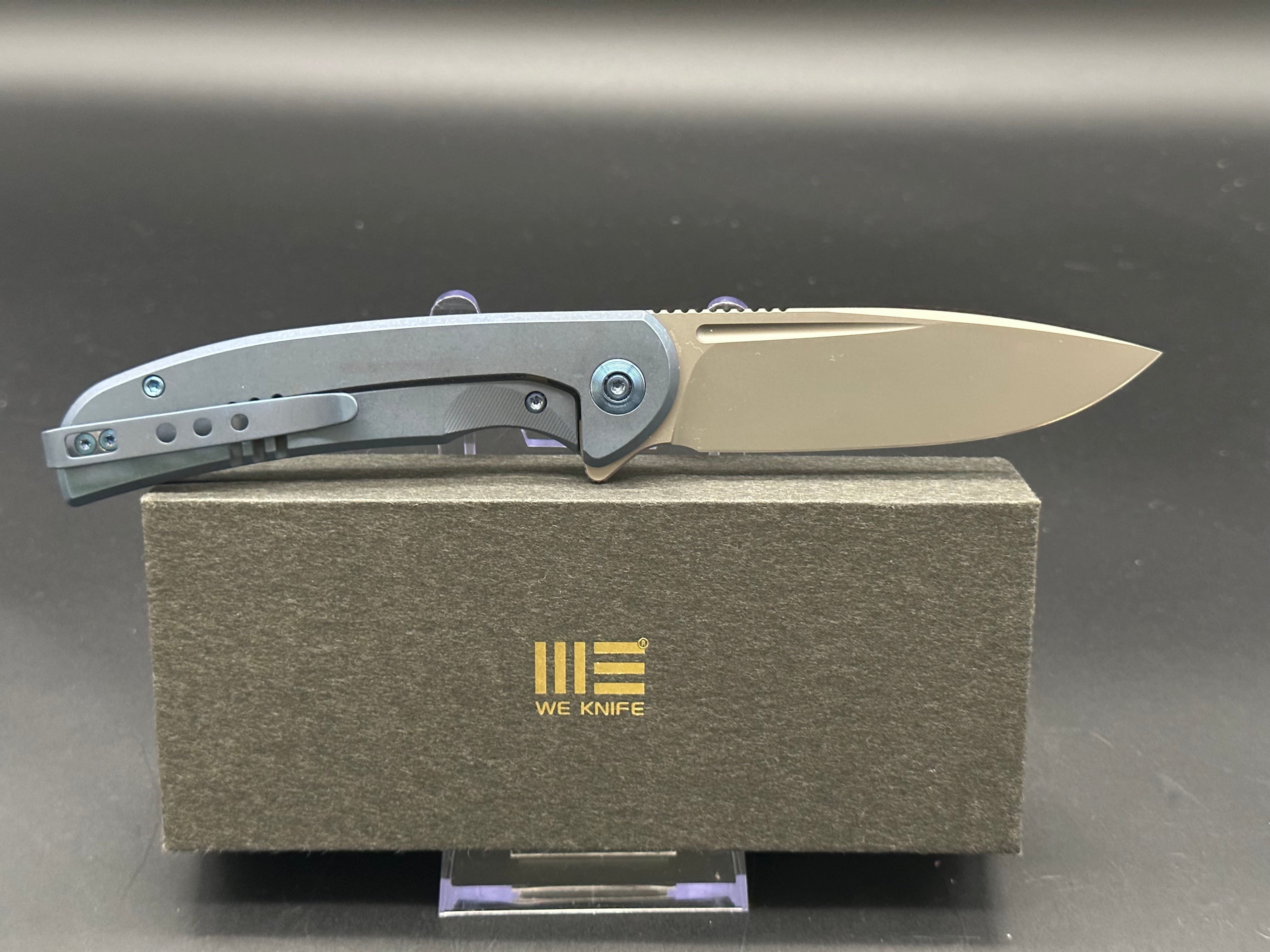 WE Beacon blue titanium handle w/20CV blade