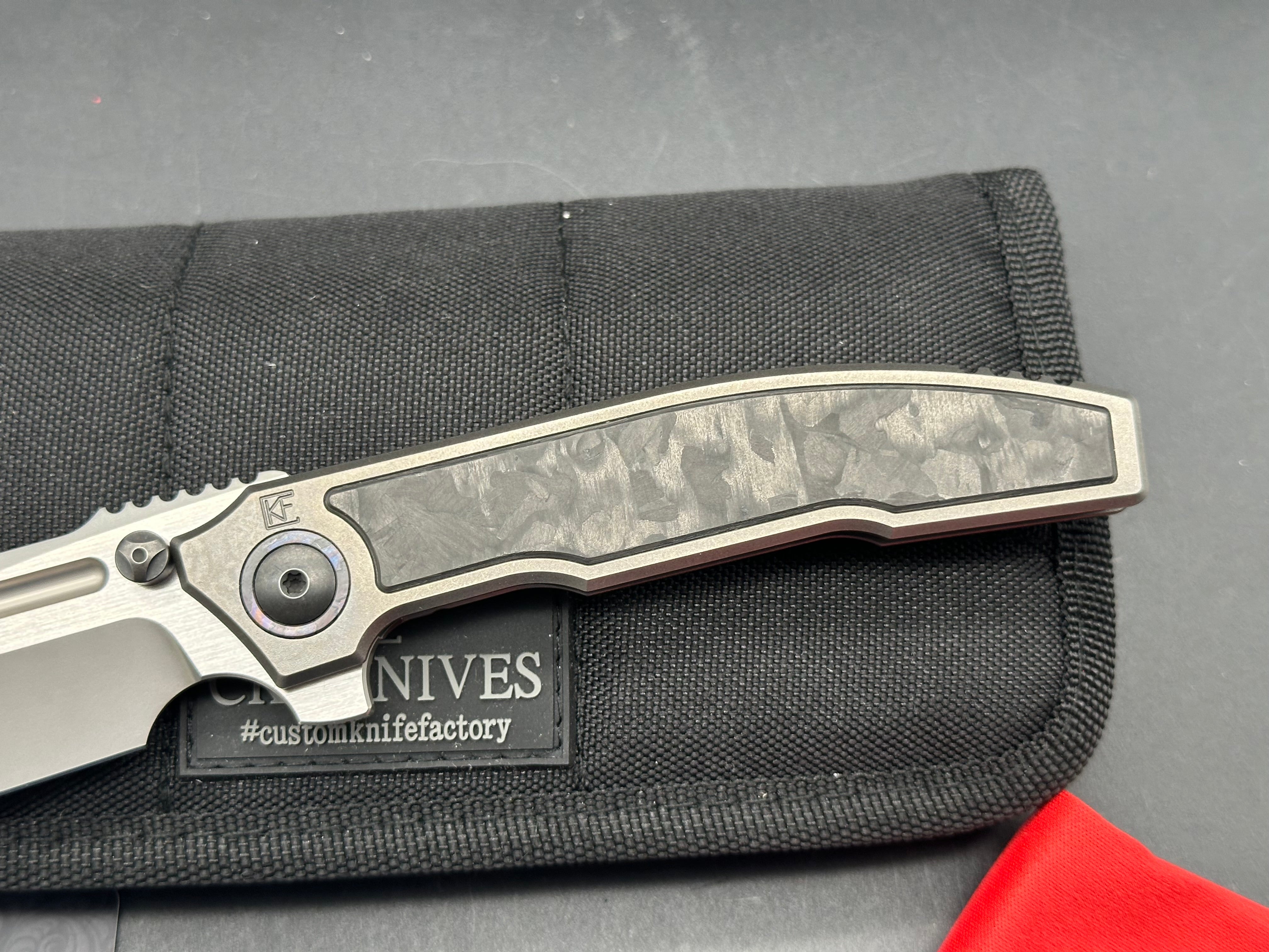 CKF Snafu 4.0 Medium #147, Blasted Hollow Ground M398 Blade with Satin Flats,Integral Titanium Handles with Carbon Fiber Inlays