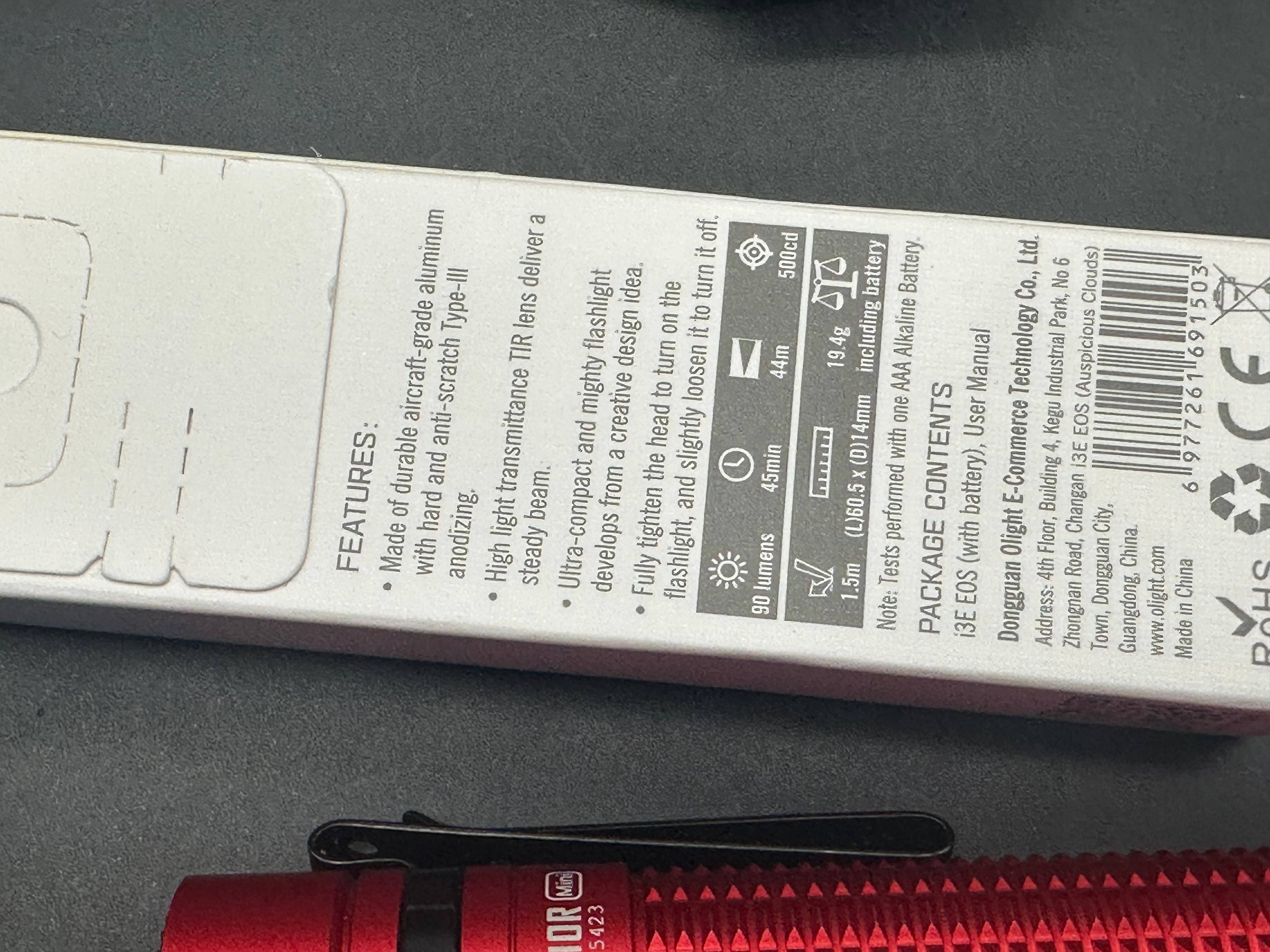 Olight Red Warrior Mini W/Red I3E