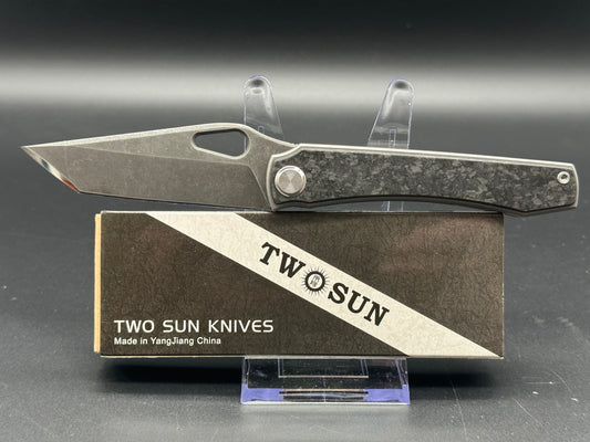 TWOSUN TS136 STINGRAY BLACK MARBLED CARBON FIBER HANDLE M390