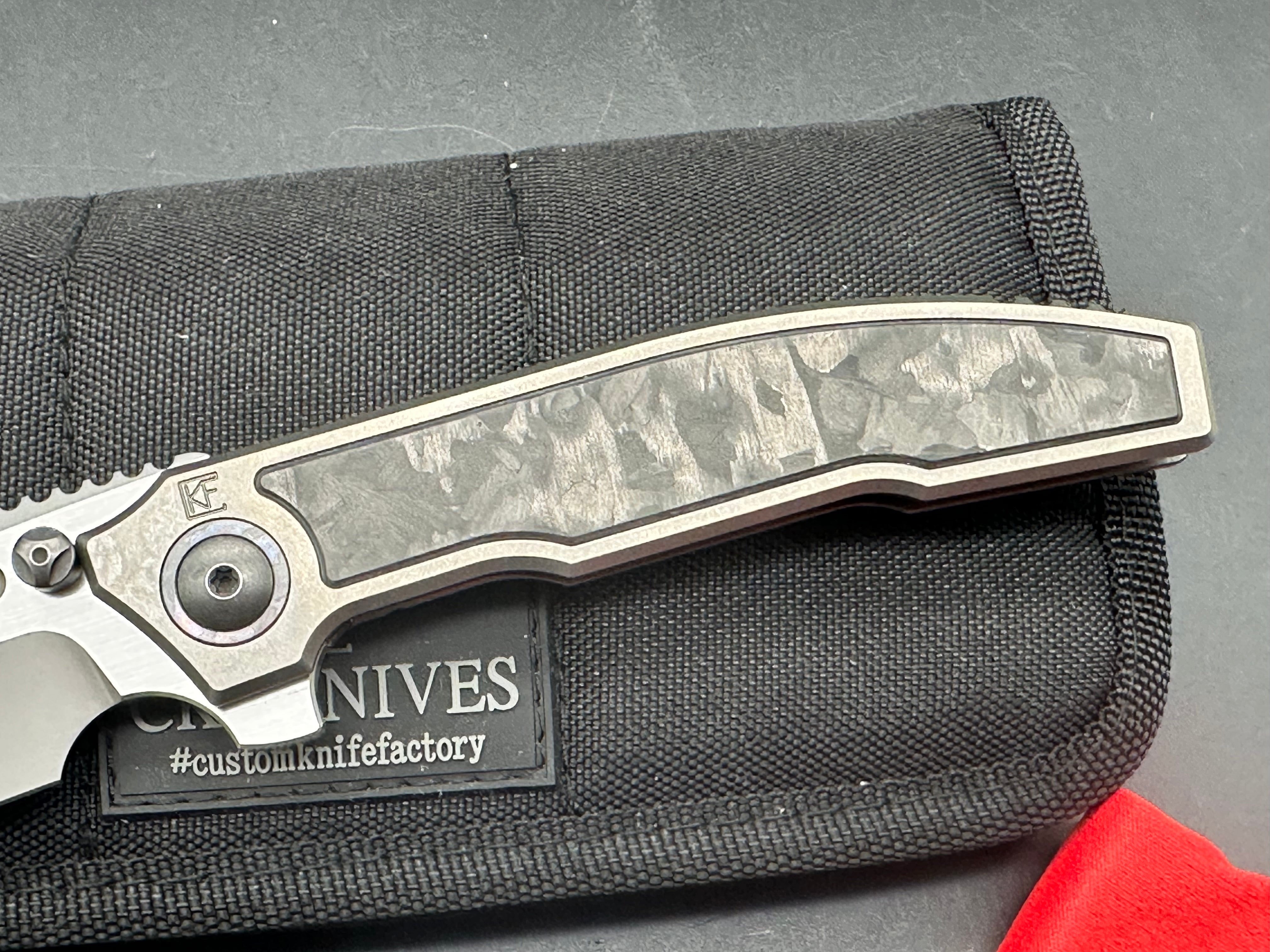 CKF Snafu 4.0 Medium #147, Blasted Hollow Ground M398 Blade with Satin Flats,Integral Titanium Handles with Carbon Fiber Inlays