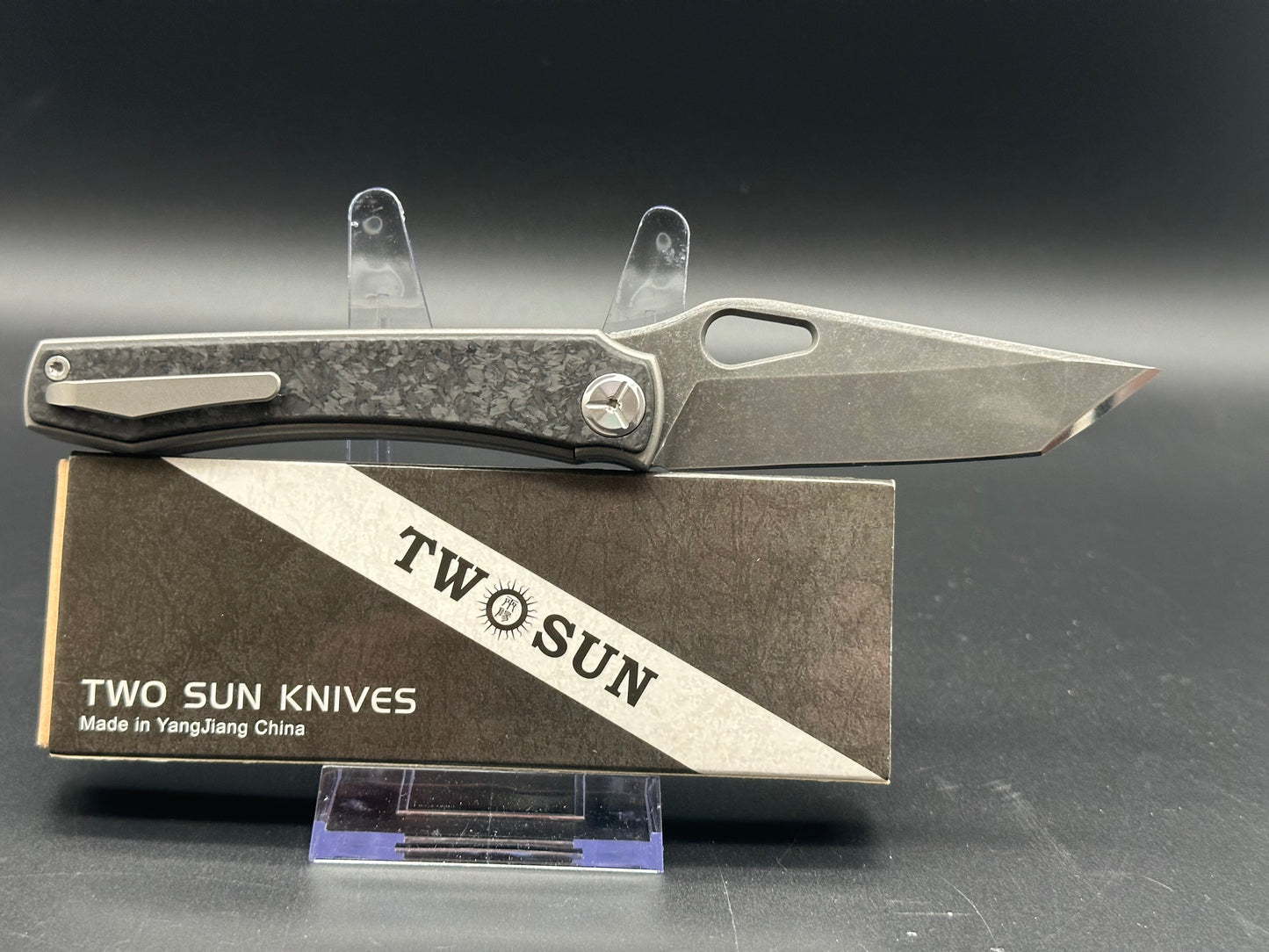 TWOSUN TS136 STINGRAY BLACK MARBLED CARBON FIBER HANDLE M390