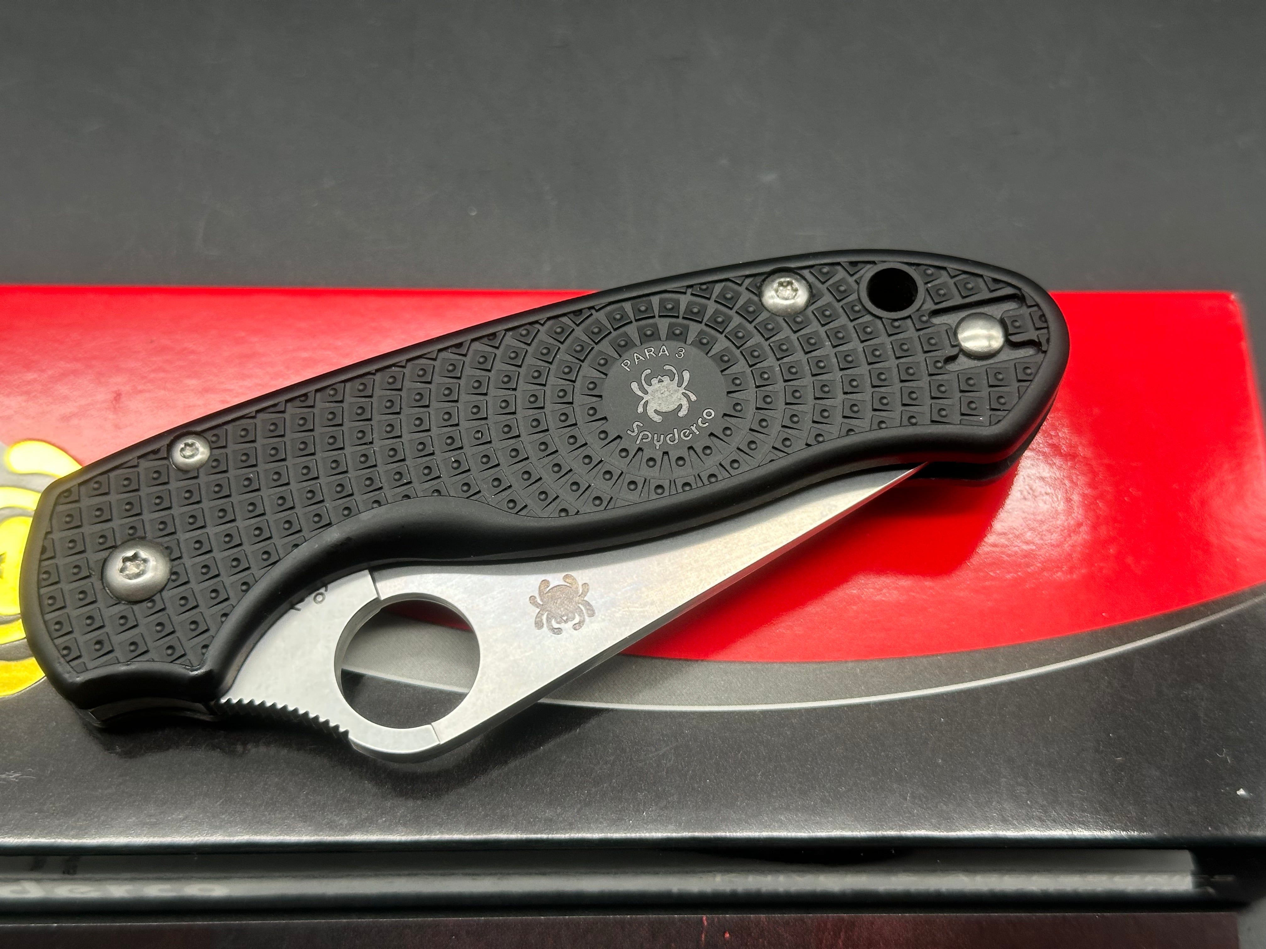 Spyderco Para 3 Lightweight 2.93" CTS BD1N Stonewash Blade with Black FRN Handle
