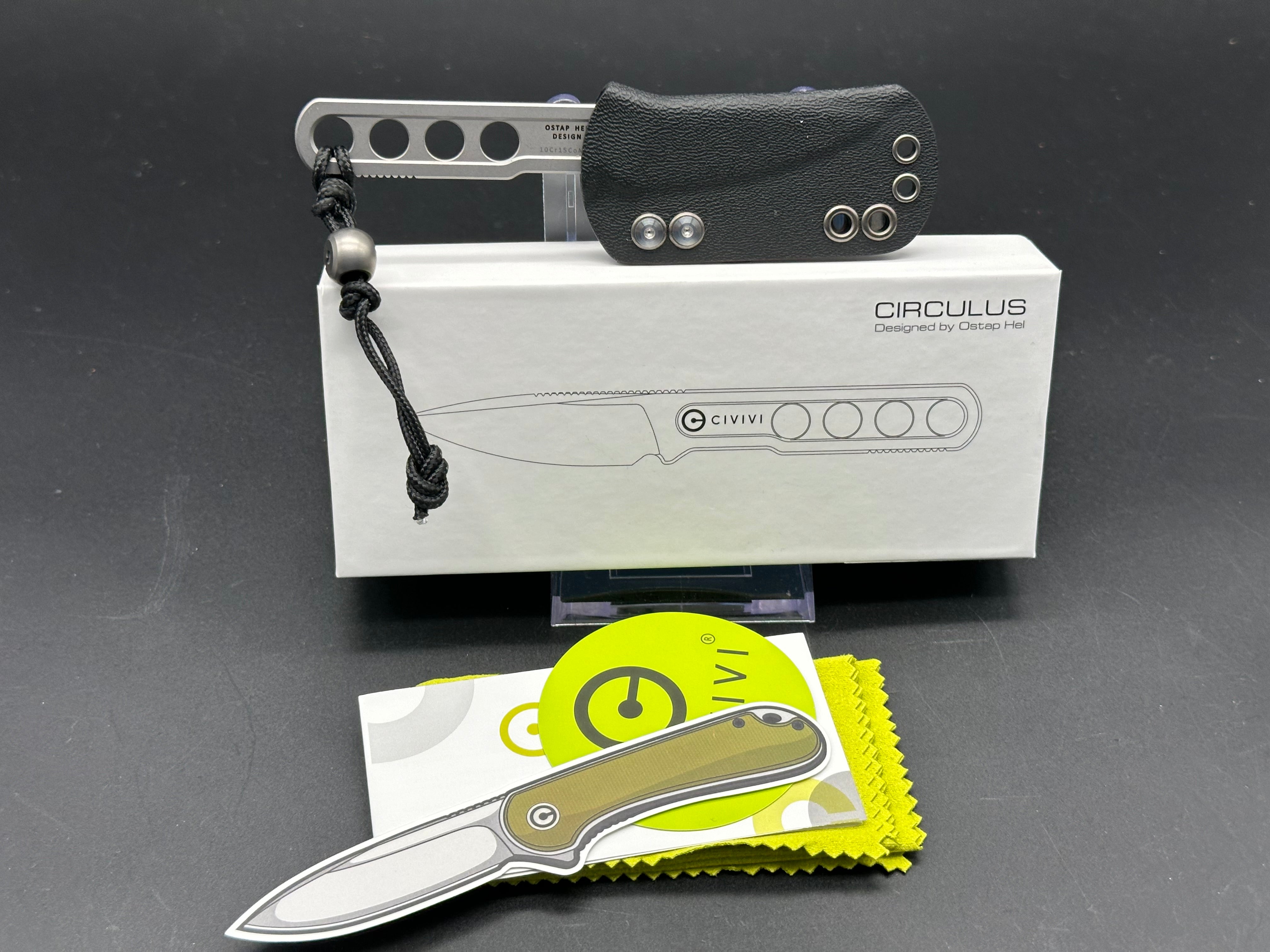 CIVIVI CIRCULUS FIXED BLADE KNIFE STONEWASH 10CR15COMOV HANDLE/BLADE PLAIN EDGE