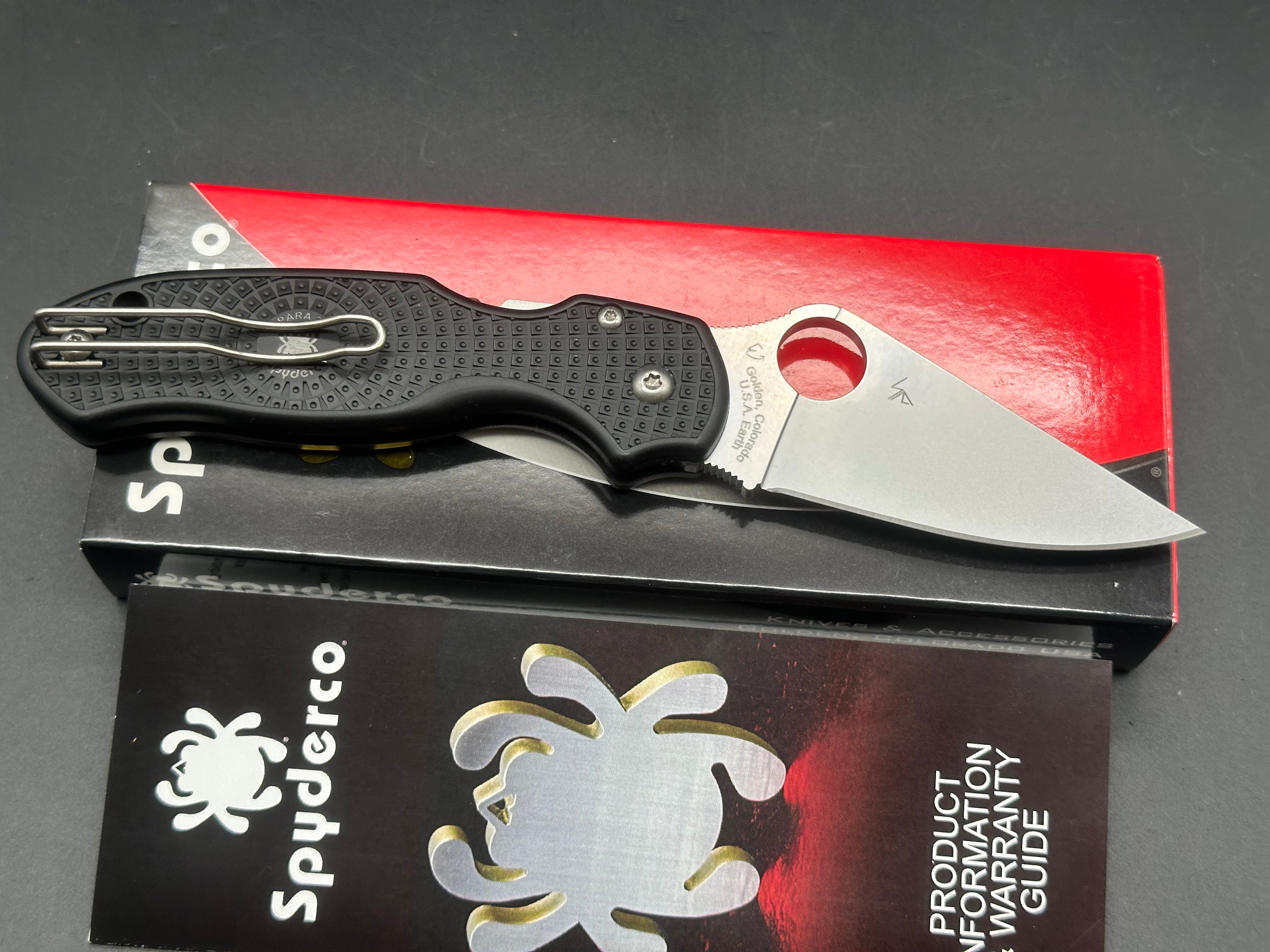 Spyderco Para 3 Lightweight 2.93" CTS BD1N Stonewash Blade with Black FRN Handle