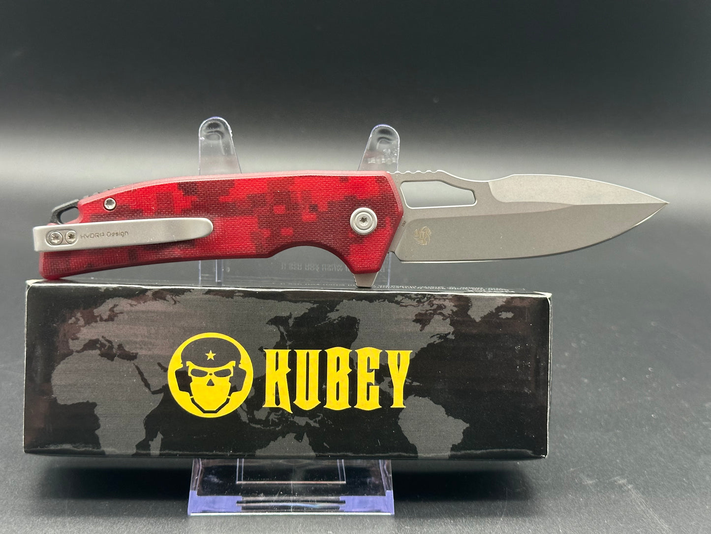 KU316C RDF with Button Lock,Dyed Red Camo G-10 Handle AUS-10 blade