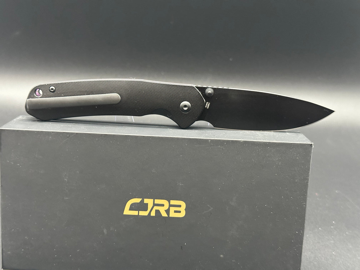 CJRB Pyrite BHQ Exclusive Ti Button Lock Knife Purple Haze Fat Carbon (3.1" PVD)