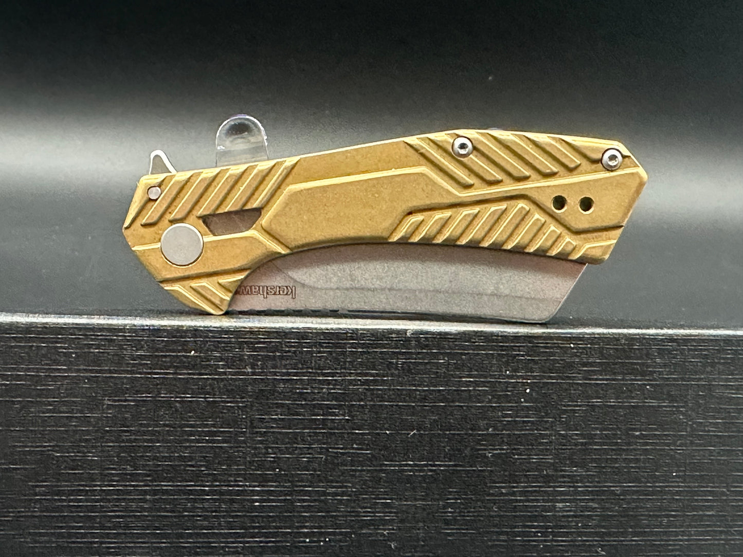 Kershaw Static 2.8" Stonewash D2 Cleaver SMKW Exclusive Brass