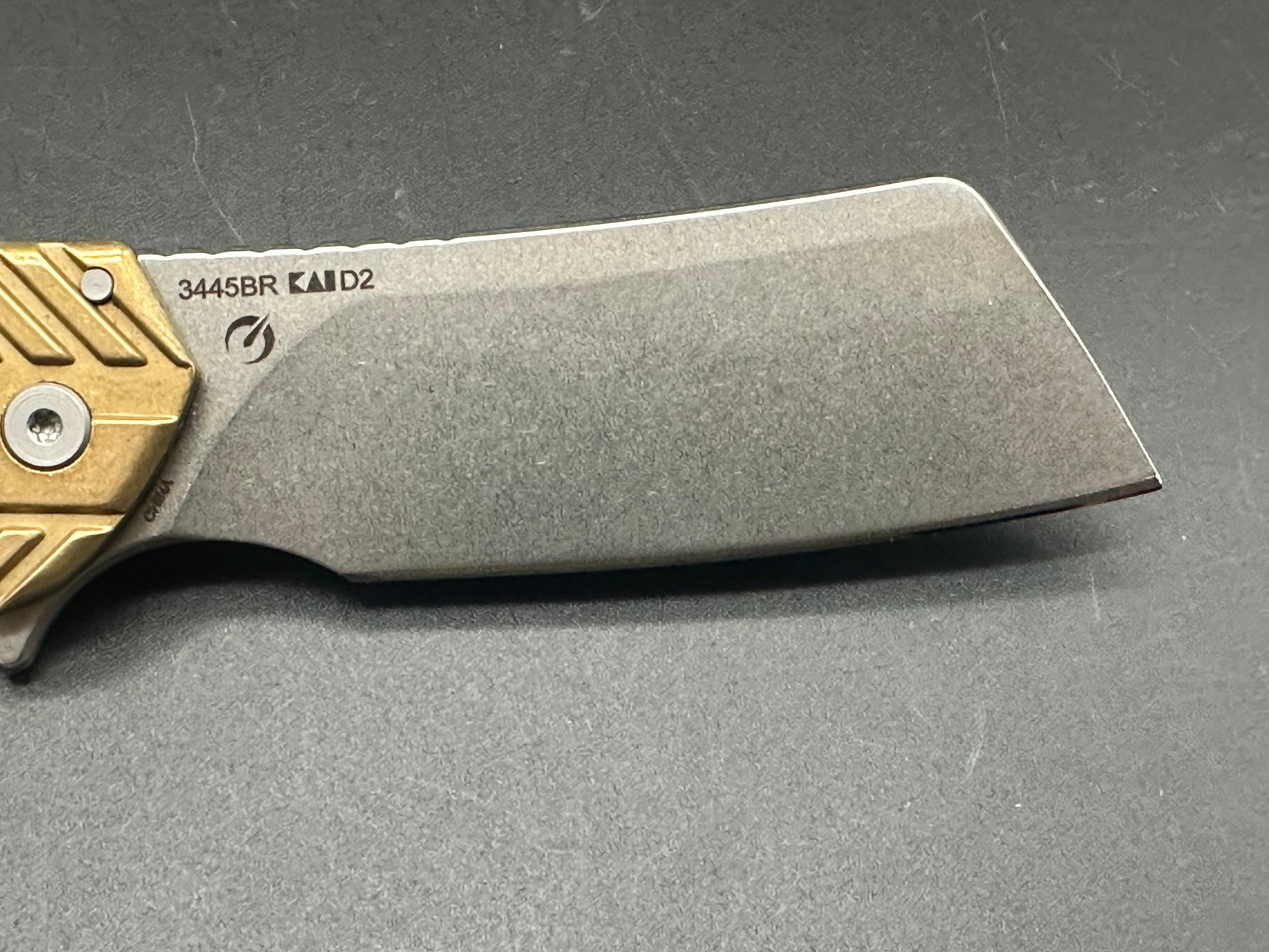 Kershaw Static 2.8" Stonewash D2 Cleaver SMKW Exclusive Brass