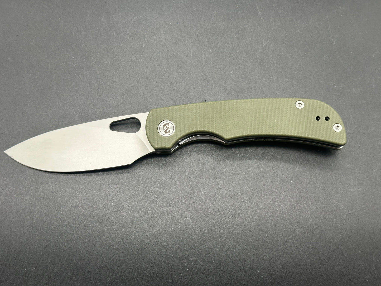 MIGURON MOYARL FOLDING KNIFE OD GREEN G10 HANDLE 14C28N DROP POINT PLAIN SANDBLSTED BLADE