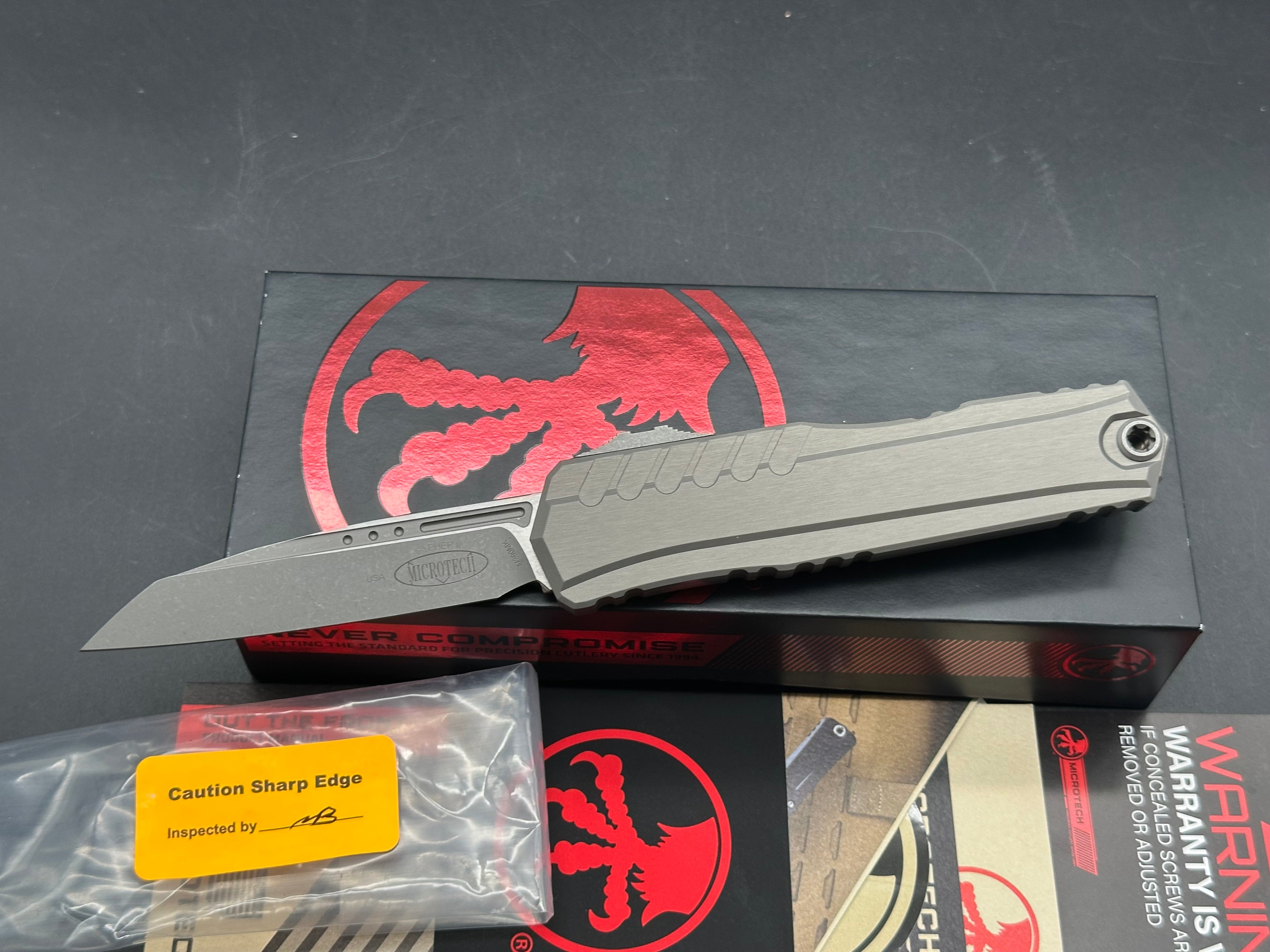 Microtech Cypher II S/E Natural Clear  Apocalyptic Finish M390MK Wharncliffe Blade