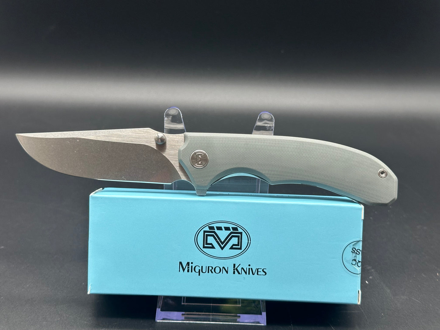 MIGURON CENTURION POCKET KNIFE GRAY G10 HANDLE 14C28N STONEWASHED BLADE MGR-812-DG