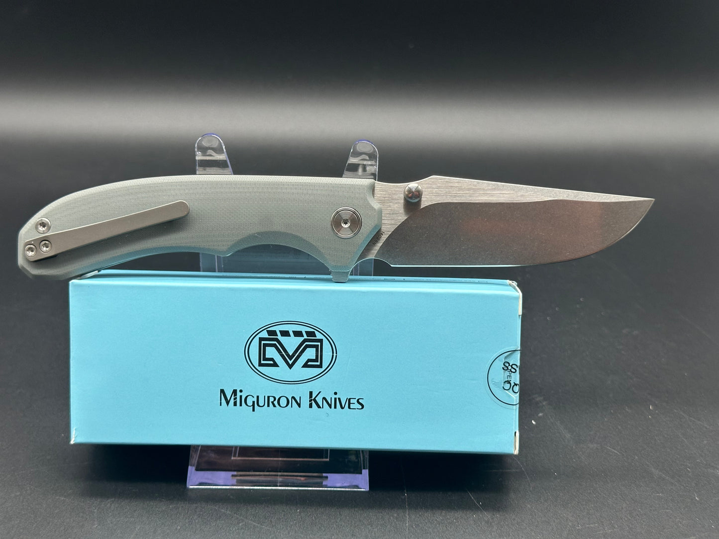 MIGURON CENTURION POCKET KNIFE GRAY G10 HANDLE 14C28N STONEWASHED BLADE MGR-812-DG