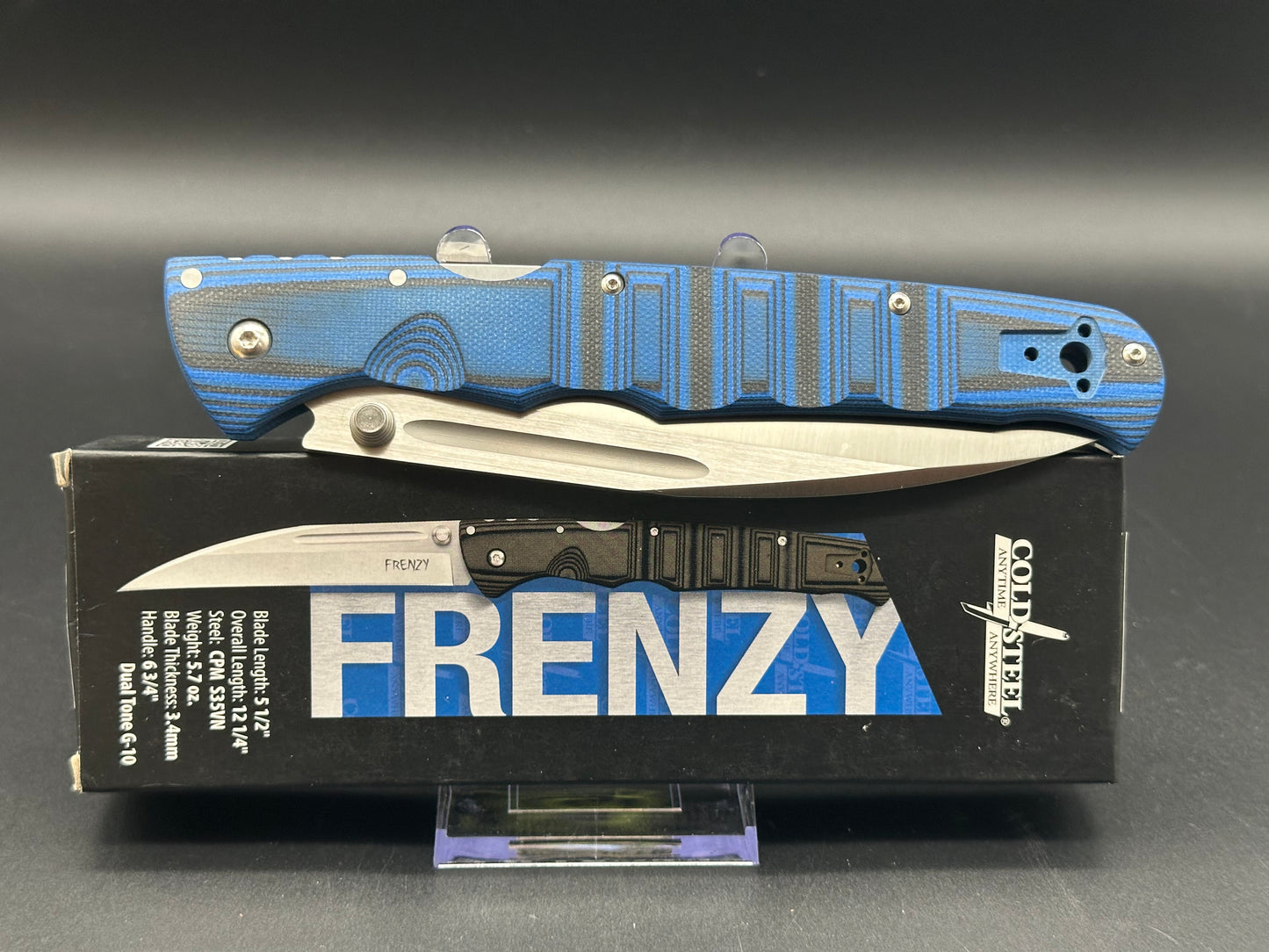 Cold Steel Frenzy II Tri-Ad Lock Knife Black/Blue G-10 (5.5" Satin) 62P2A