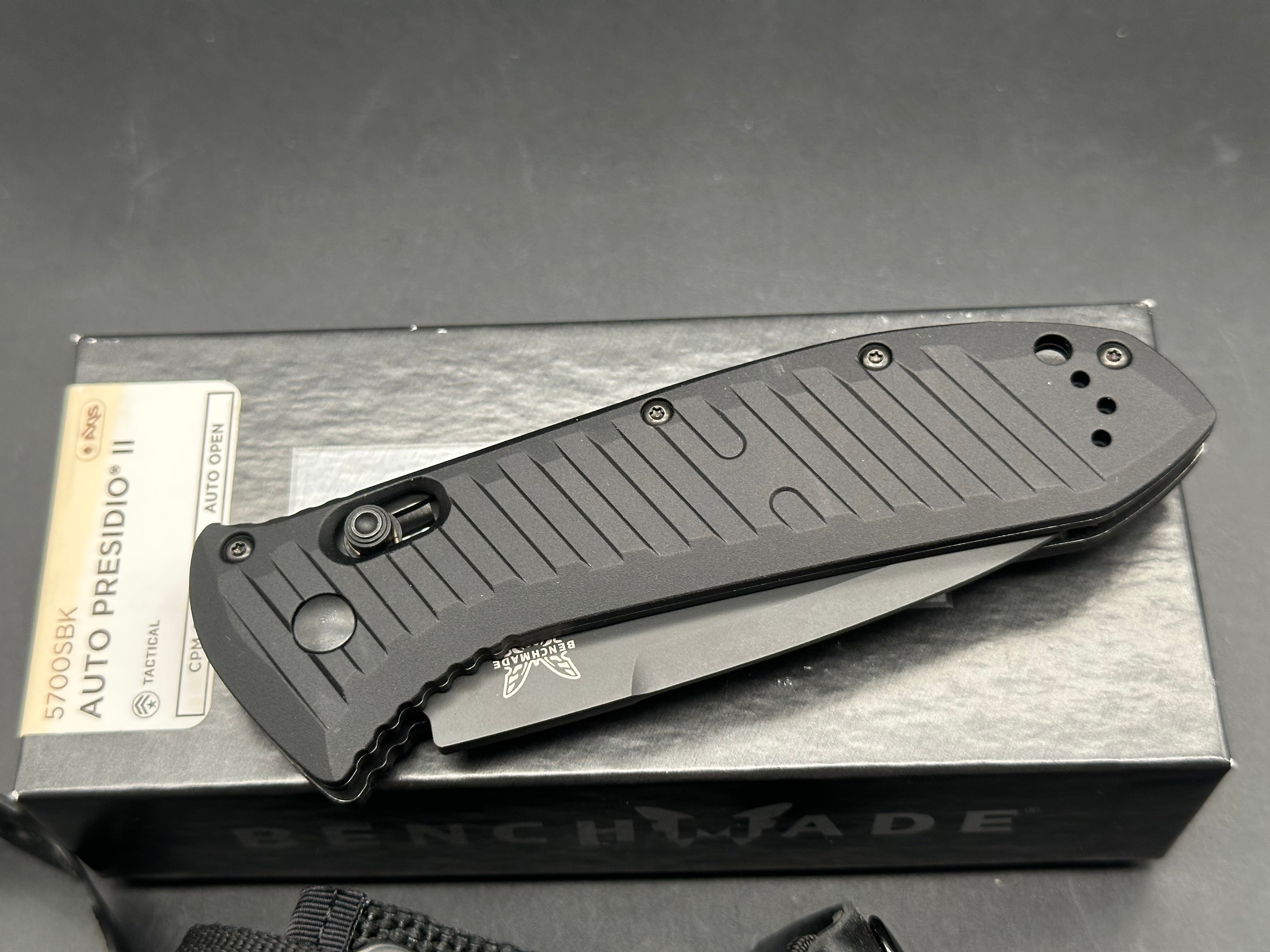 Benchmade 5700SBK Auto Presidio II Automatic Knife (3.7" Black Serr)