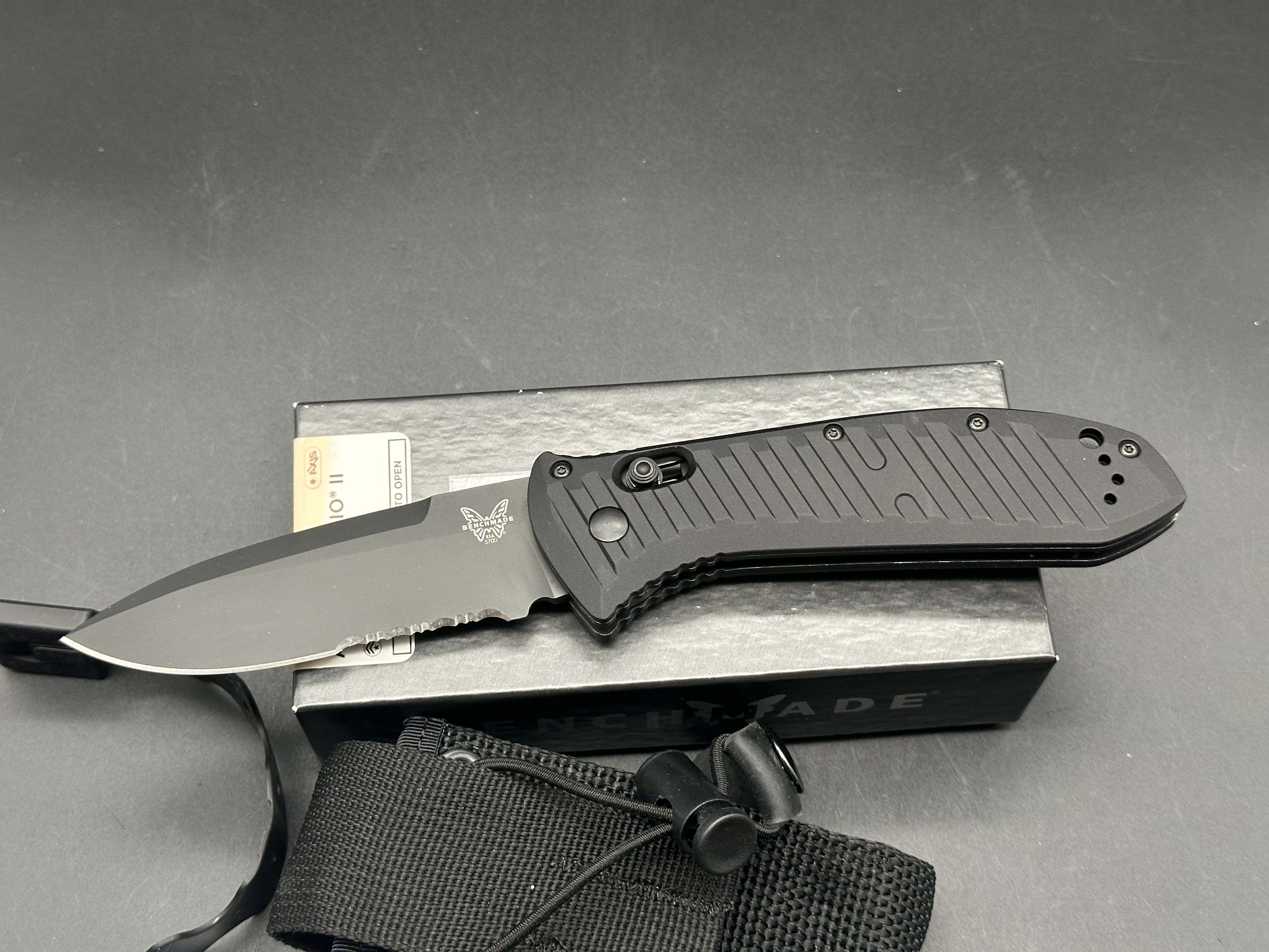 Benchmade 5700SBK Auto Presidio II Automatic Knife (3.7" Black Serr)