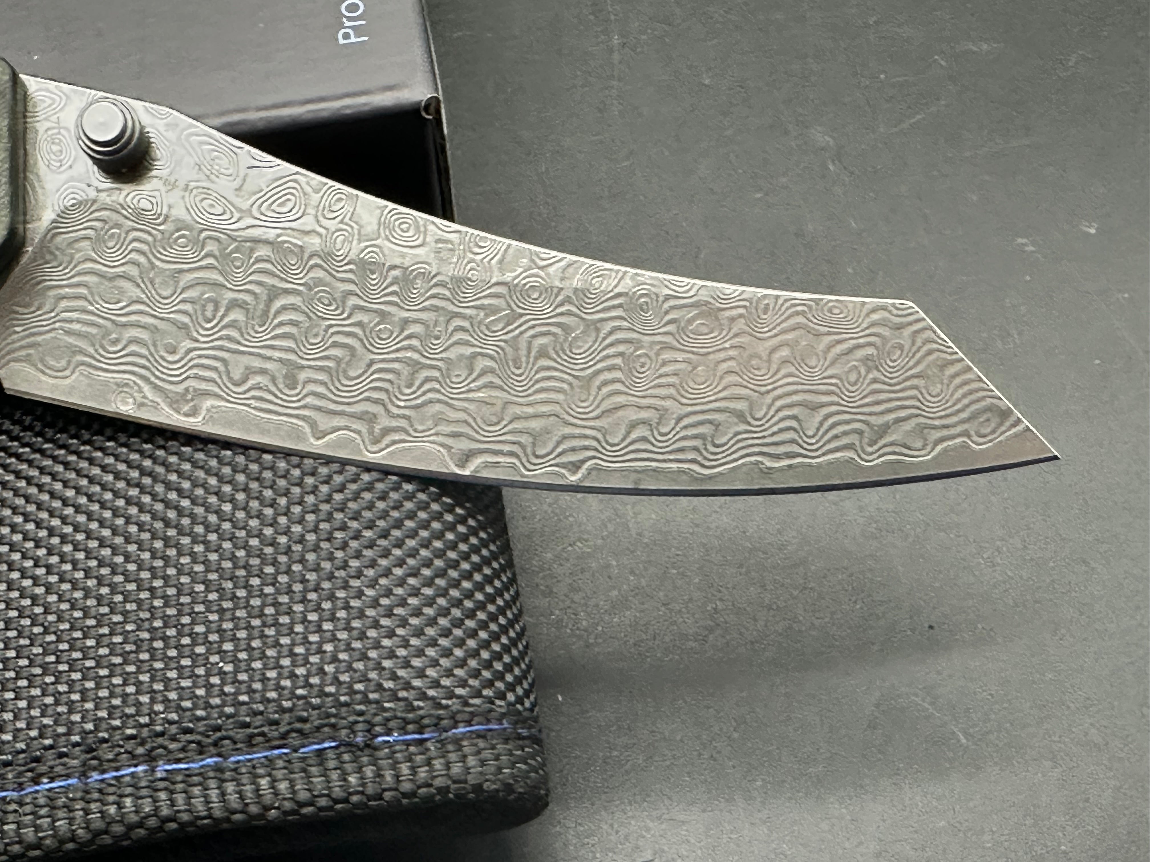 SHIELDON TORTANK LINERLOCK BLACK/GREEN G10 FOLDING 9CR18MOV DAMASCUS KNIFE